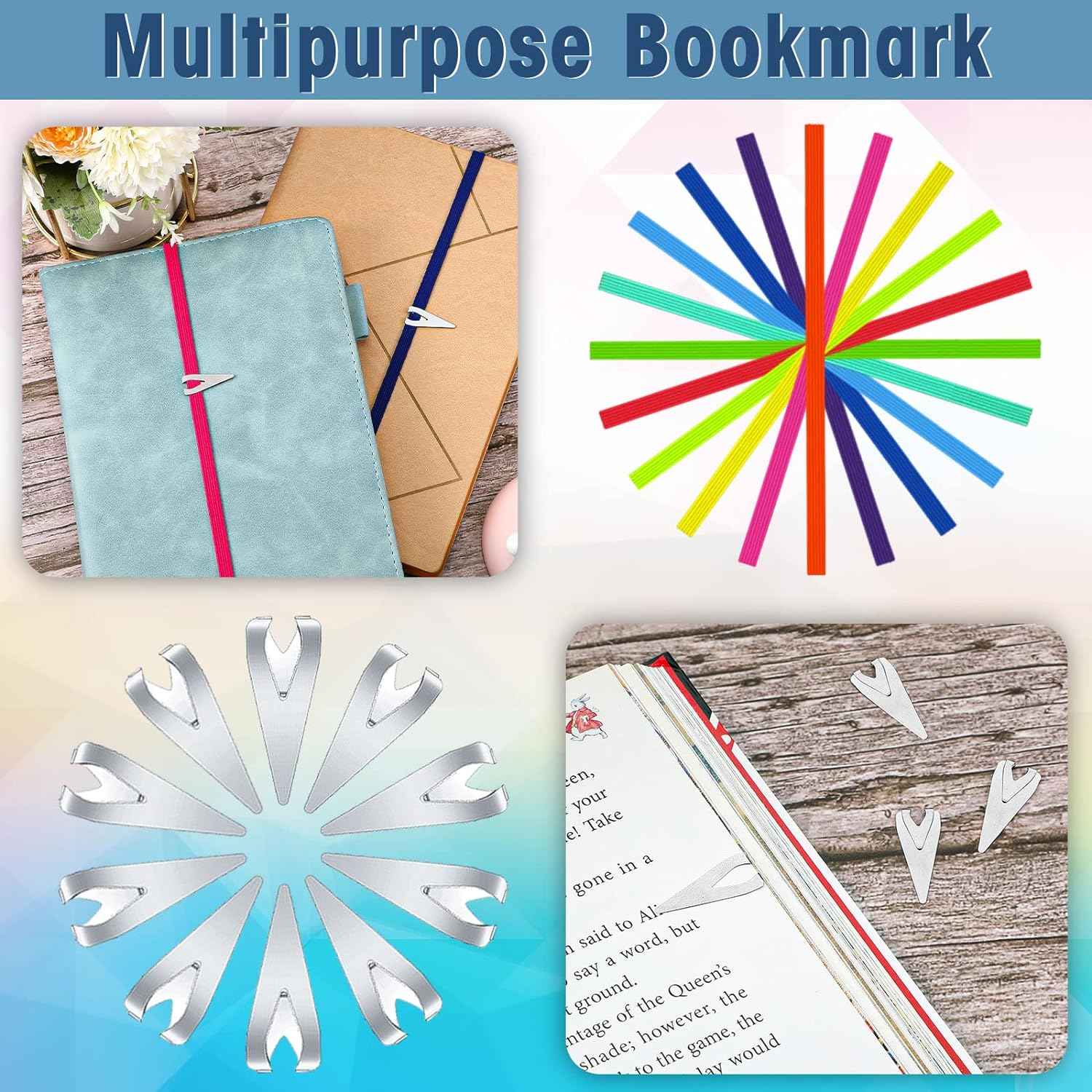 20Pcs Elastic Bookmarks Stainless Steel Book Darts for Book Lovers