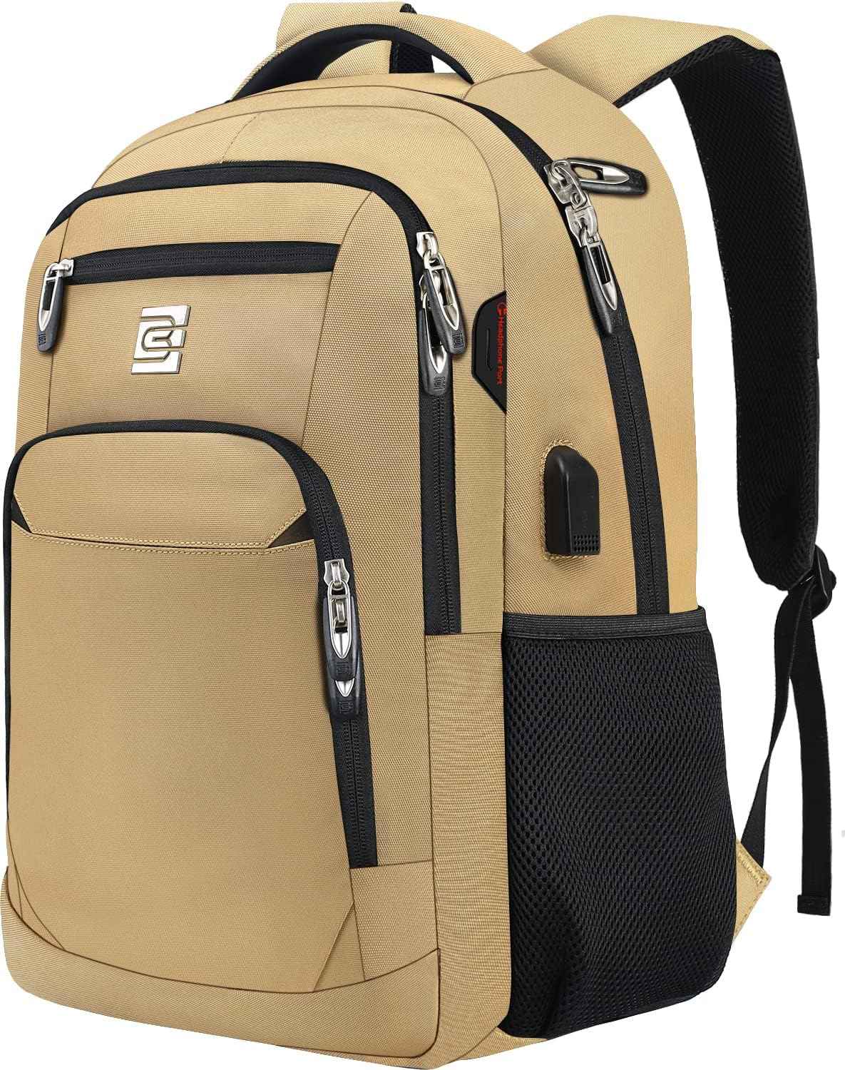 Bruno Cavalli Laptop Backpack with USB Charging Port Fit 15.6 inch Notebook Khaki