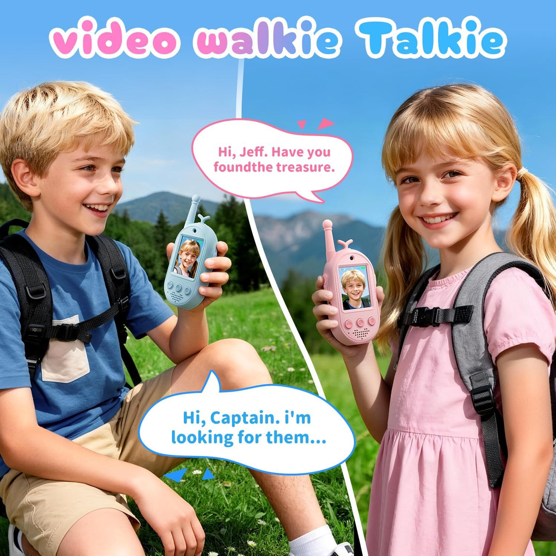 Upgraded Video Walkie Talkies for Kids, 2 Pack Rechargeable