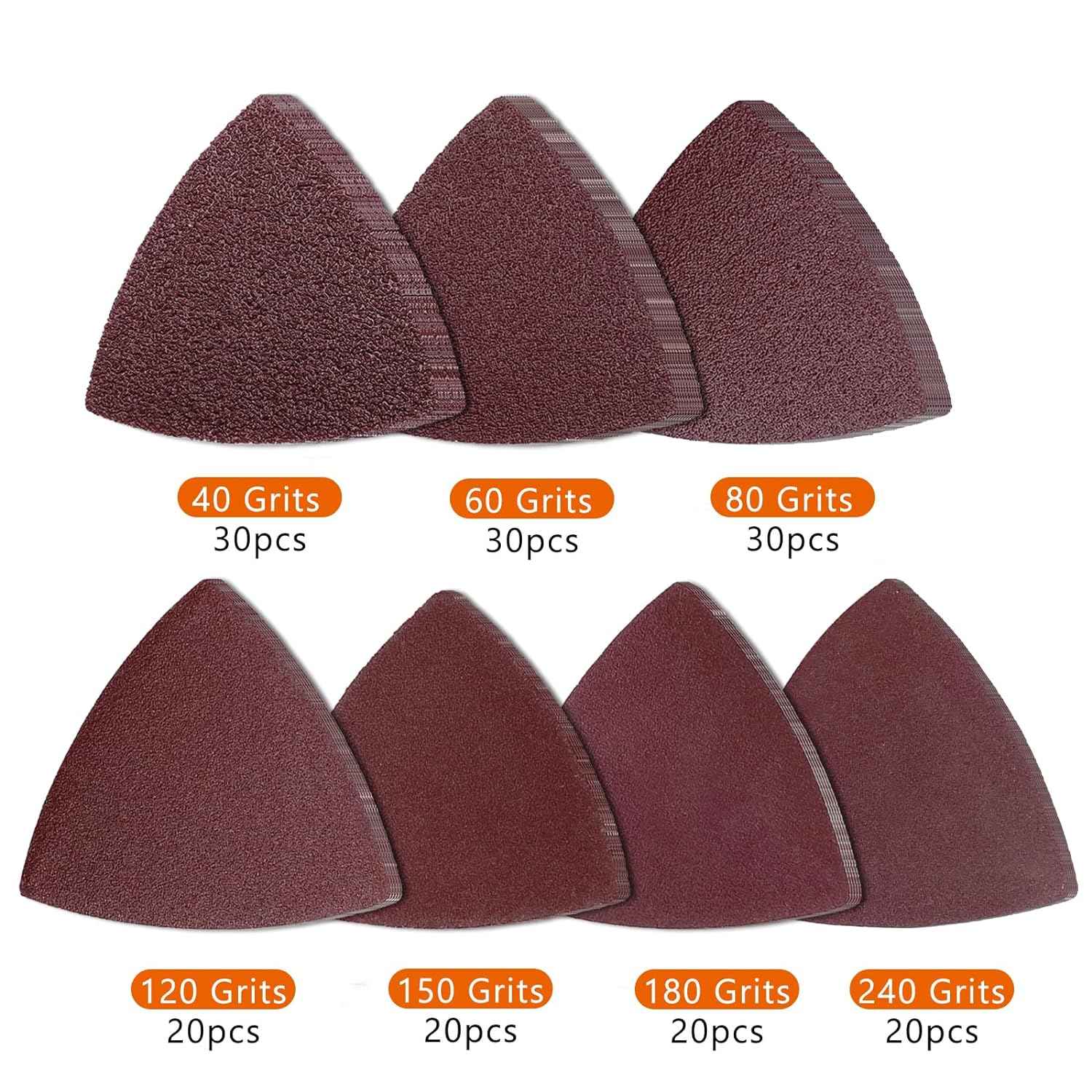 170PCS Hook and Loop Triangle Sandpaper for 3-1/8 Inch