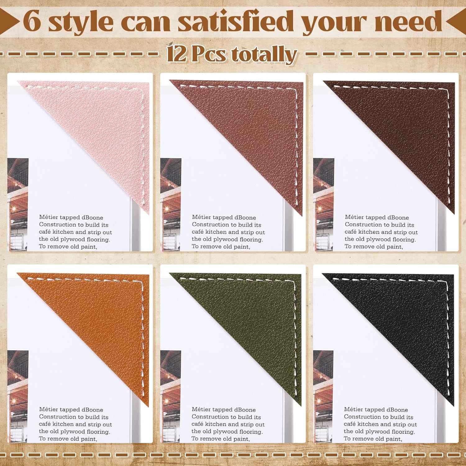 12Pcs Leather Corner Bookmarks for Women Book Lovers Gift Bible