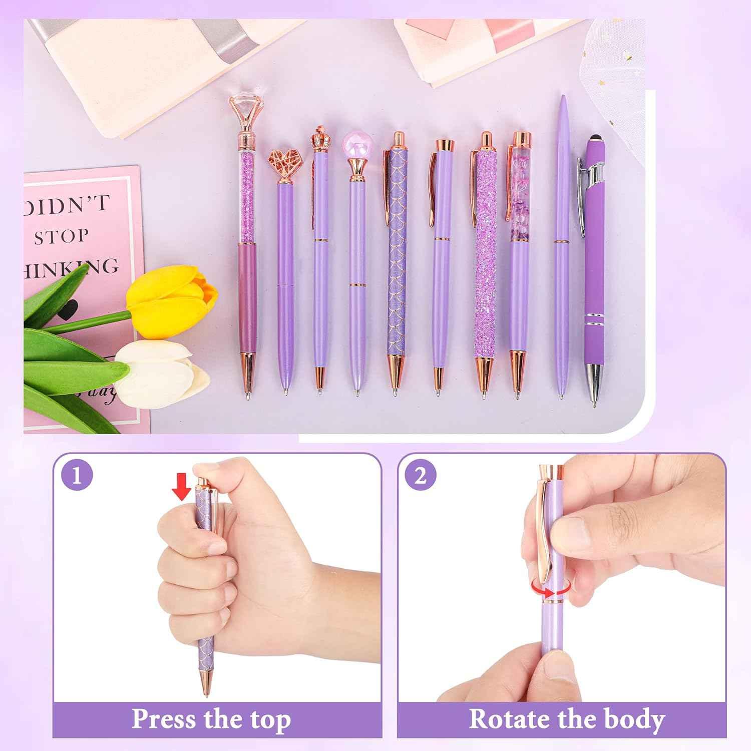 10Pcs Ballpoint Pens Set Party Favors for Kids Purple Pink Pens Gifts