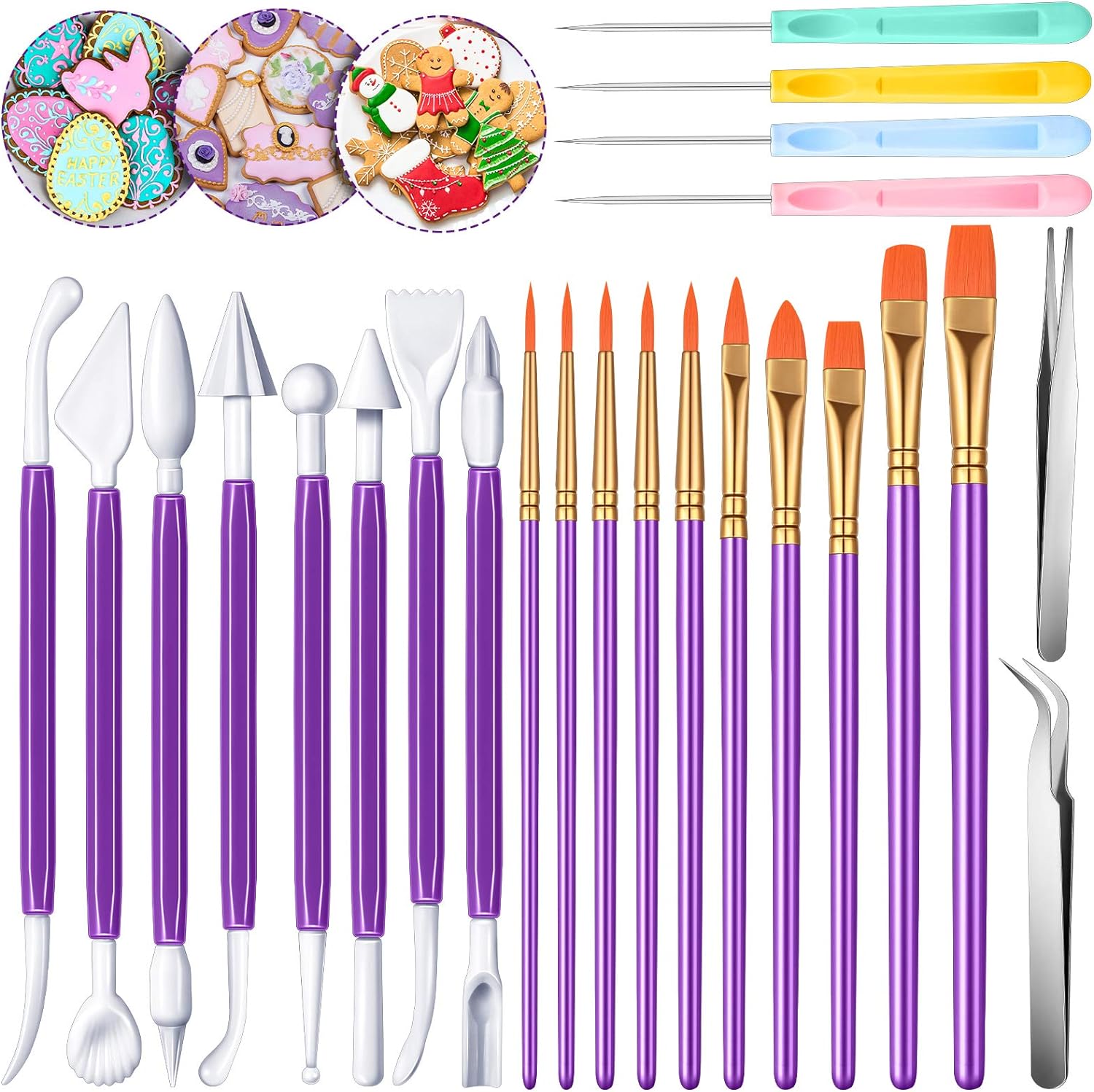 24Pcs Cookie Cake Decorating Tool Set Purple
