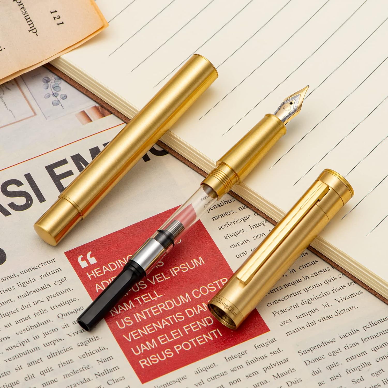 Hongdian Raw Brass Copper Fountain Pen