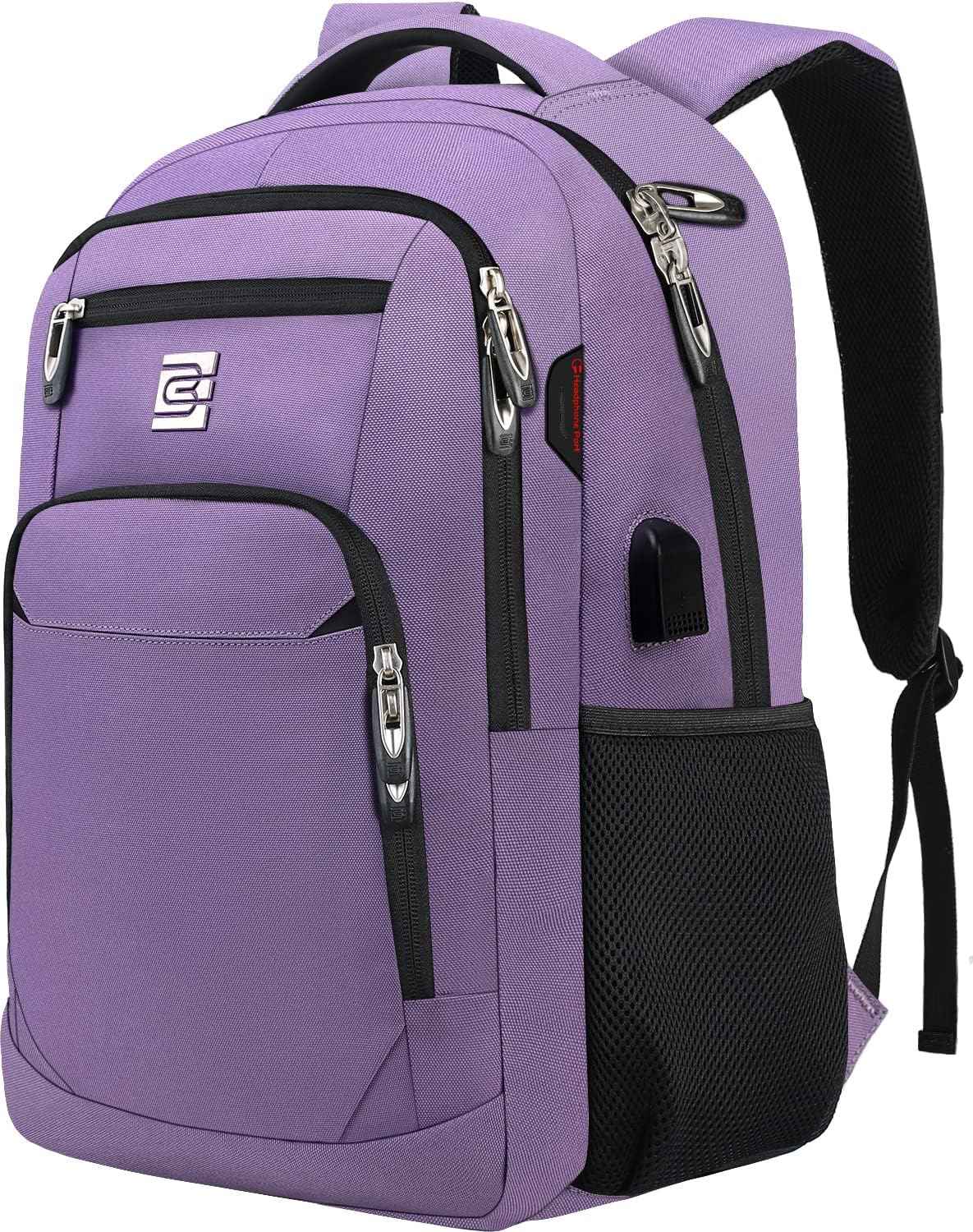 Bruno Cavalli Laptop Backpack with USB Charging Port Fit 15.6 inch Notebook Purple