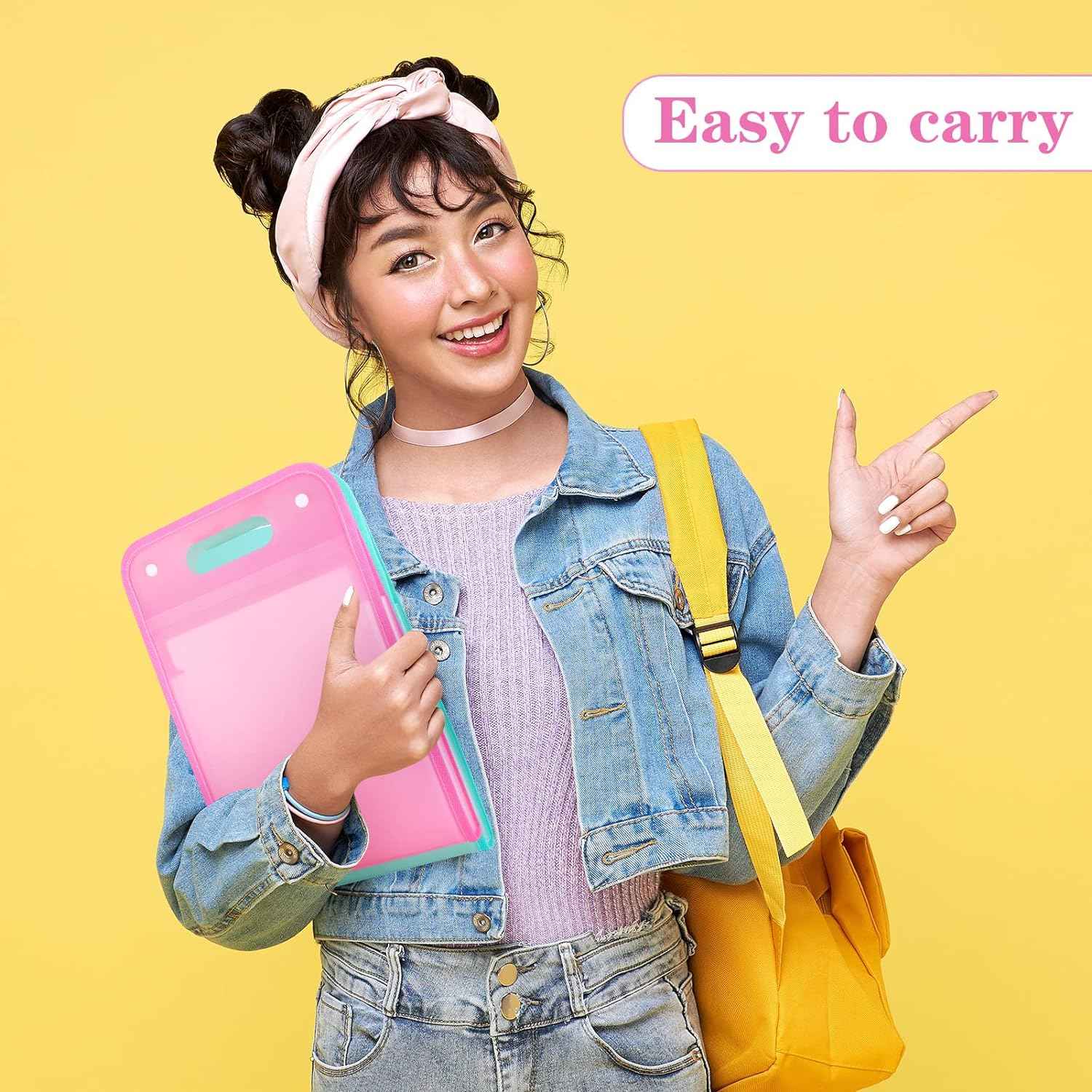 2Pcs A4 Vertical File Folder,13 Pockets Plastic for Classroom,Home,Office