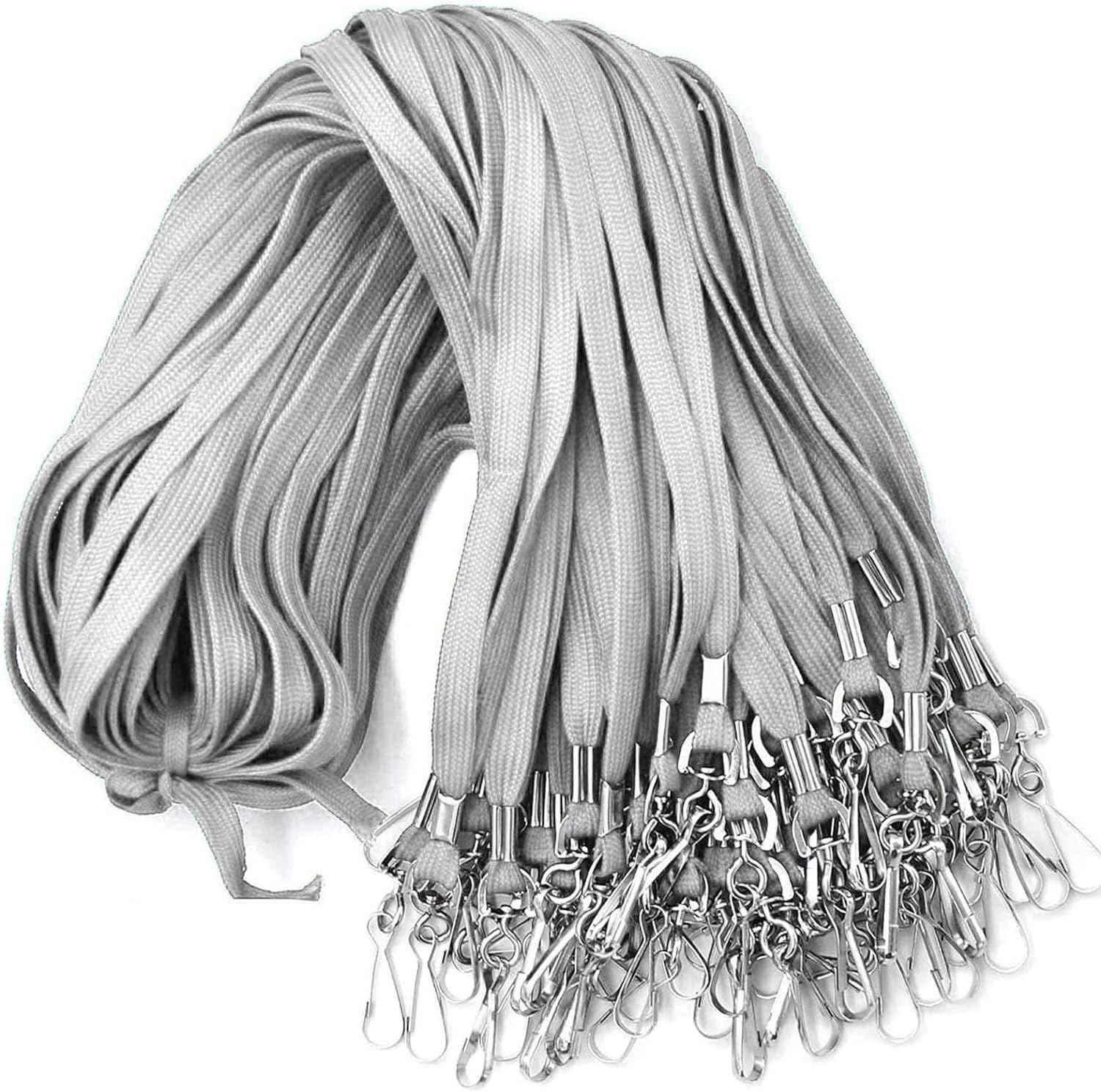 100Pcs Nylon Bulk Lanyard for Id Badges Grey