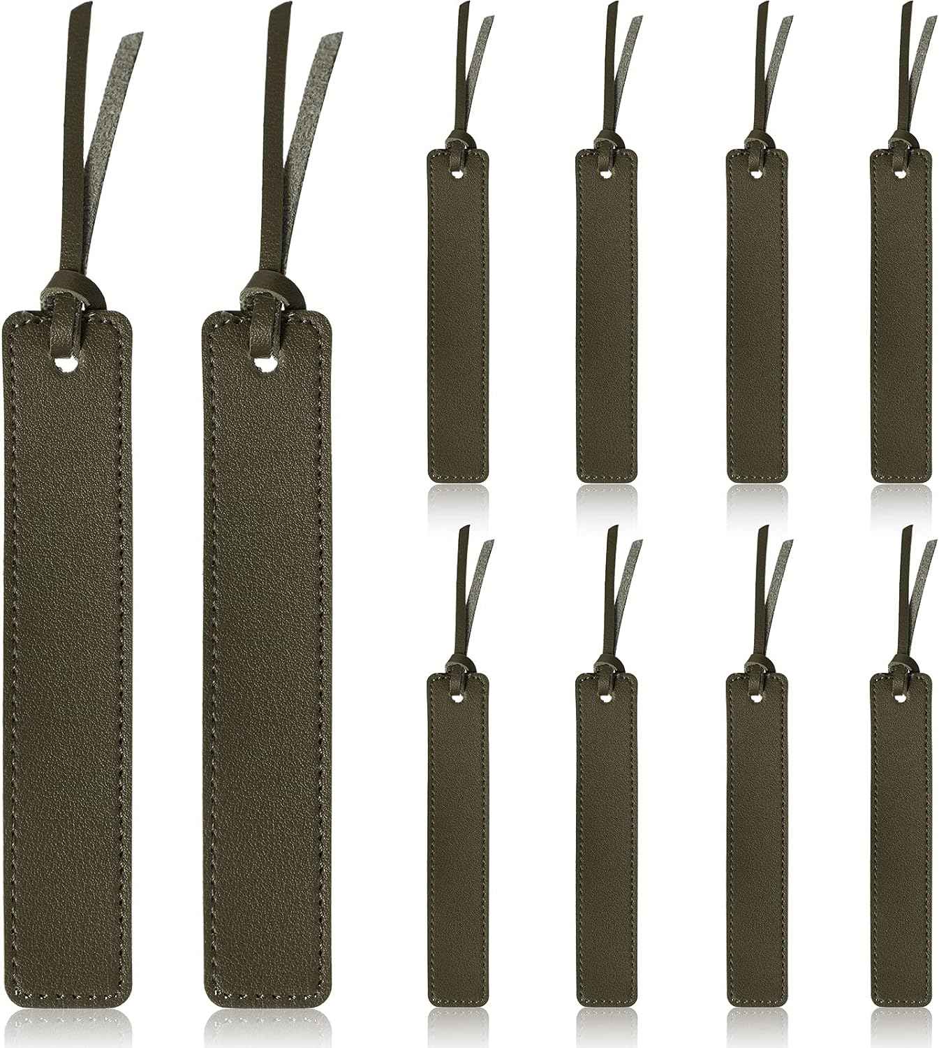 Handmade Genuine Leather Bookmarks 10 Pack Khaki
