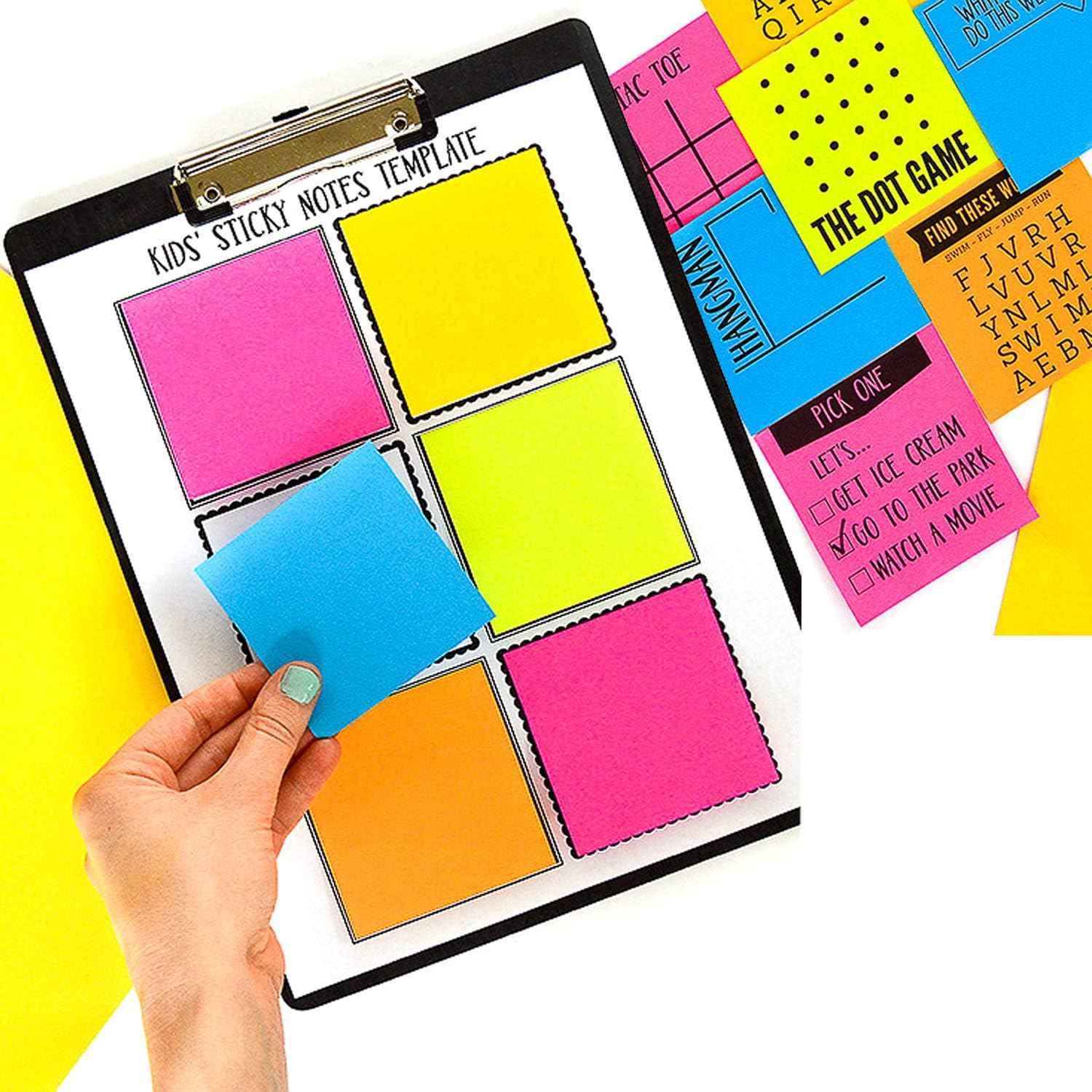 Square Sticky Notes 6 Color 100 Sheets/Pad