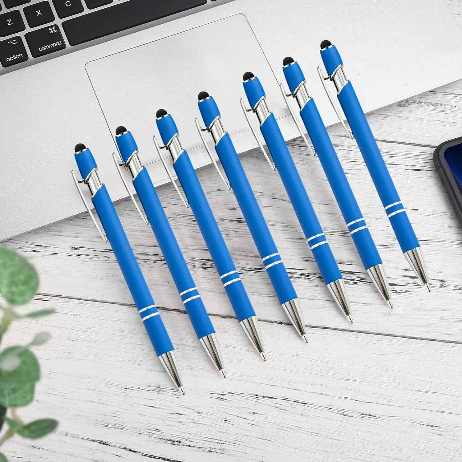 12 Pack Rainbow Rubberized Soft Touch Ballpoint Pen with Stylus Tip