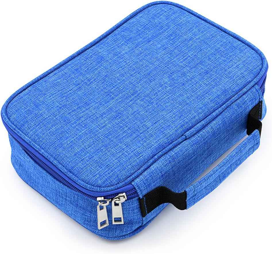 72 Slots High Capacity Zipper Pens Pencil Case Blue
