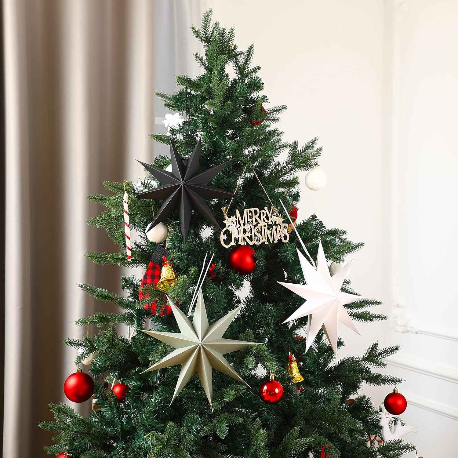 3Pcs Paper Star Lanterns 12 Inch Hanging Decor