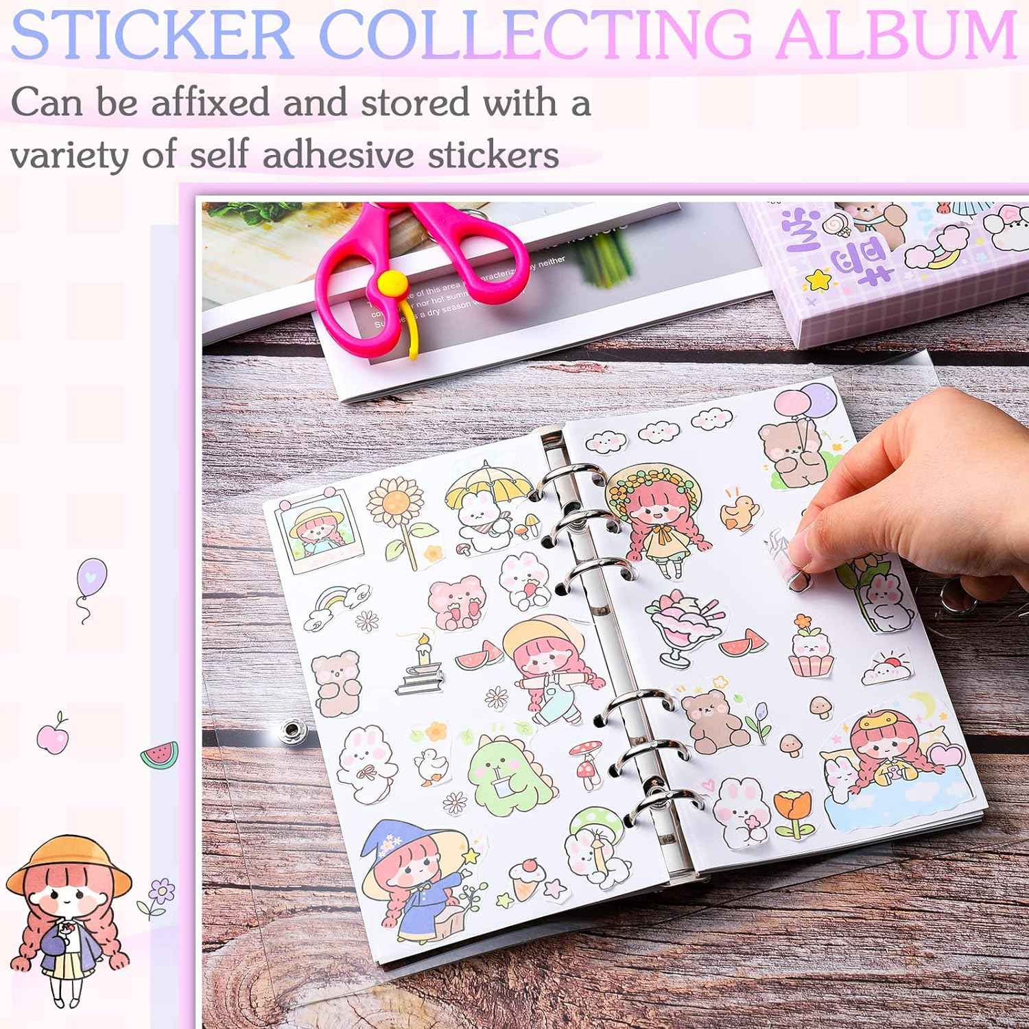 Kids Sticker Collecting Album Book with 40 Sheets PVC Shell A5/A6