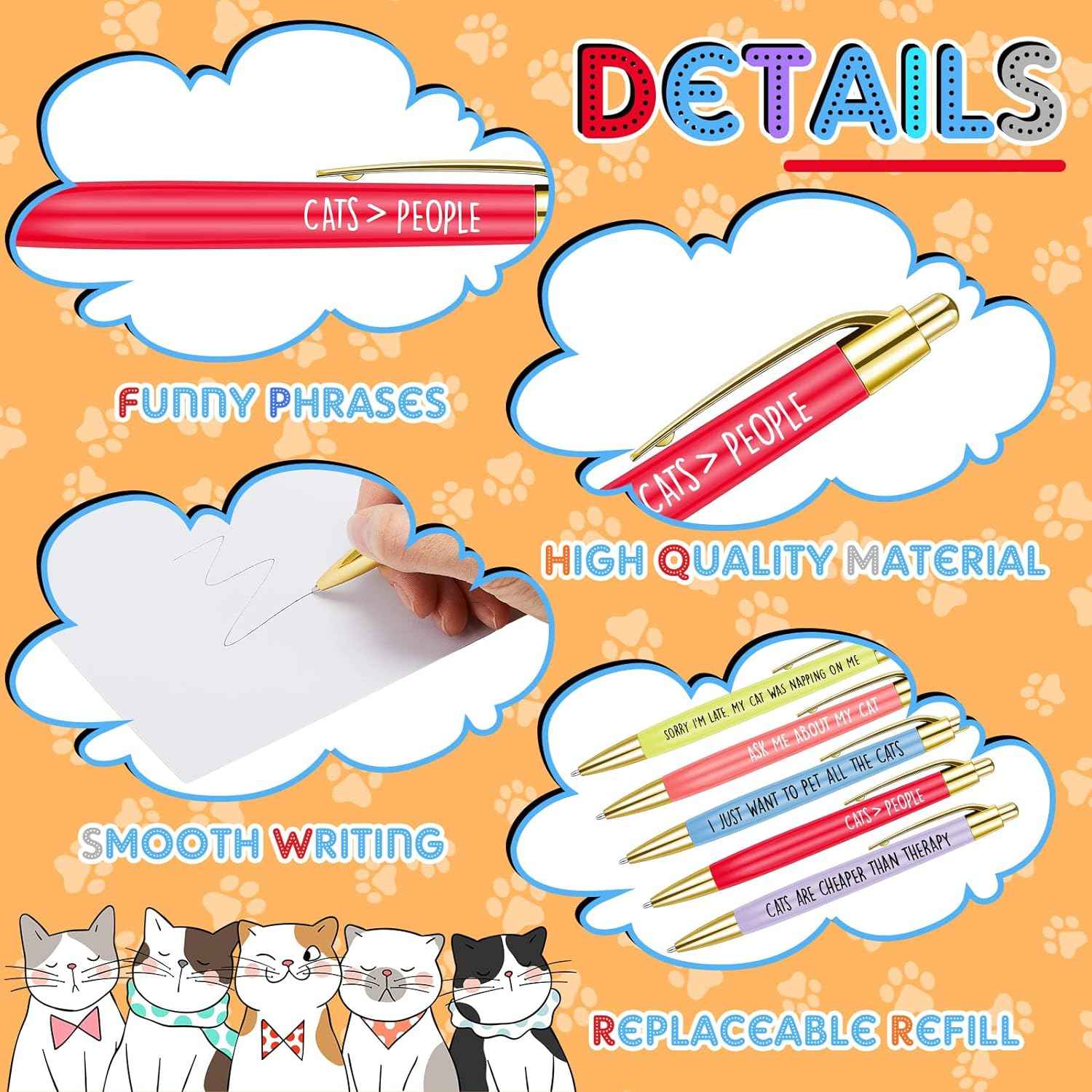 10pcs Cat Lovers Ballpoint Pen Set