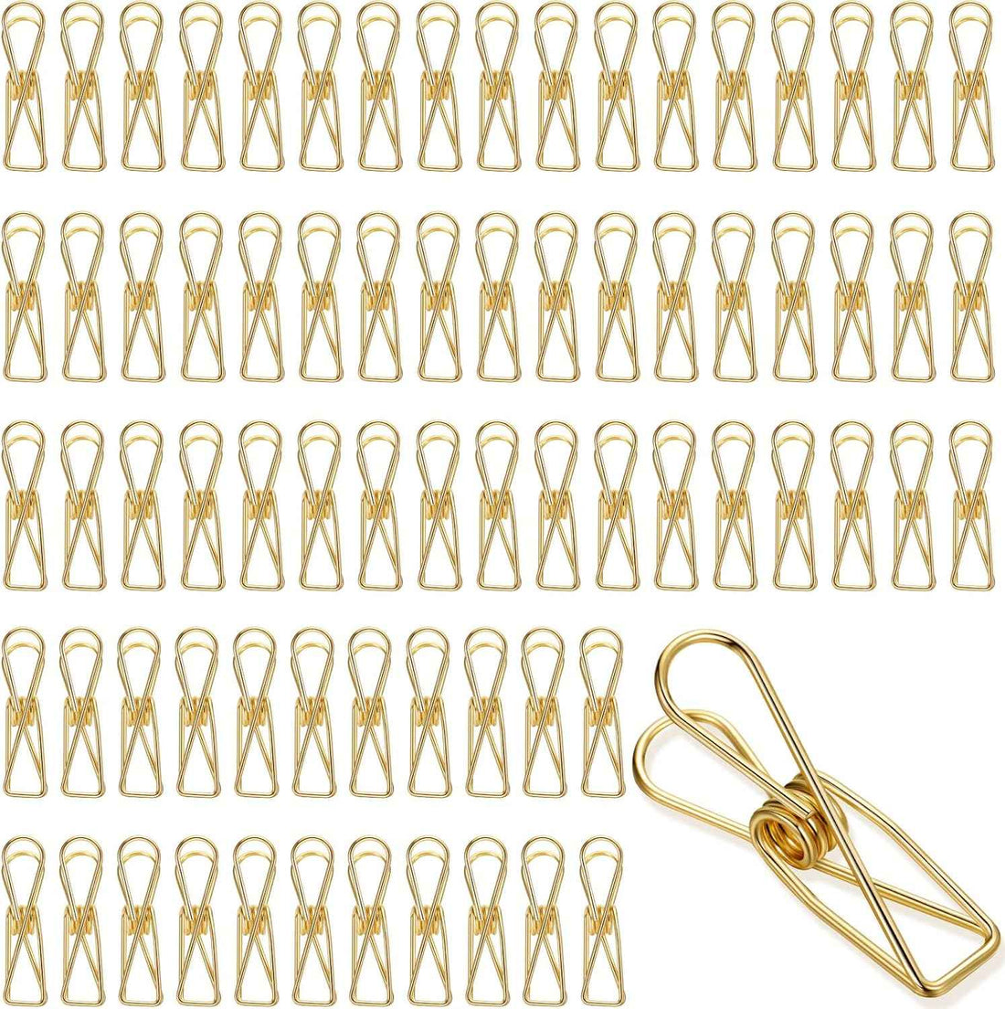 100Pcs Paper Clips Metal Wire Hollow Out Clips Gold