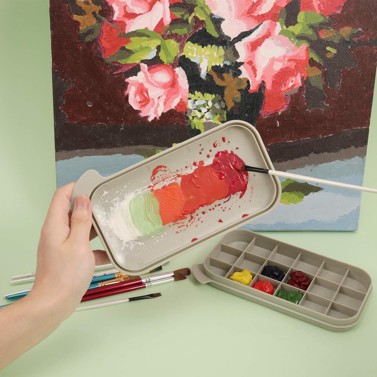 Paint Brush Cleaner Holder and Organizers with Palette
