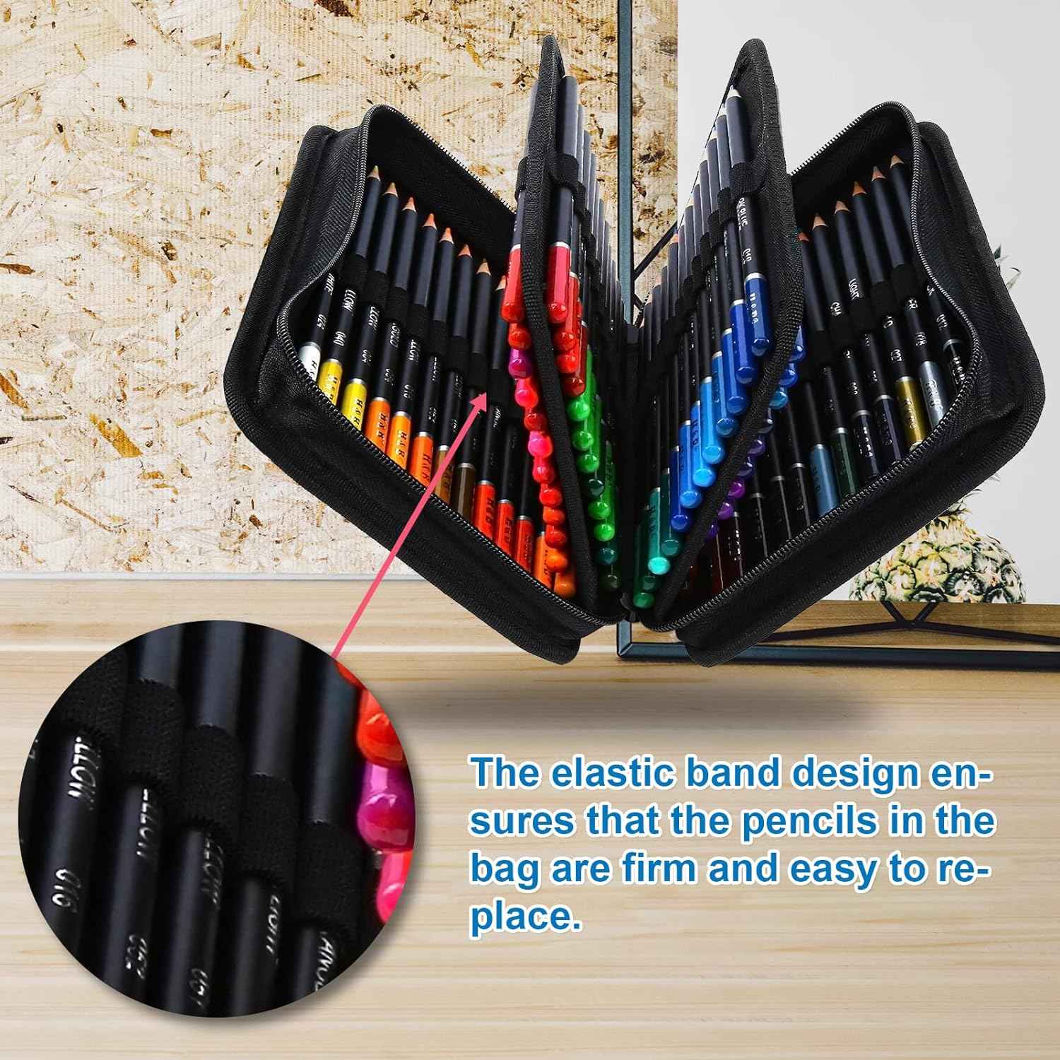 H&B 72 Colored Pencils Kit Oil Based with Zipper Storage Case