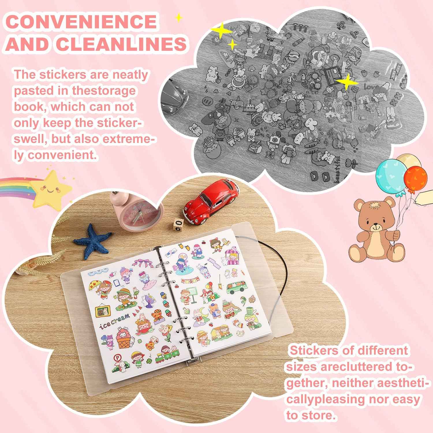 Reusable Sticker Book 80 Sheets Sticker Collecting Album Plus Size A5