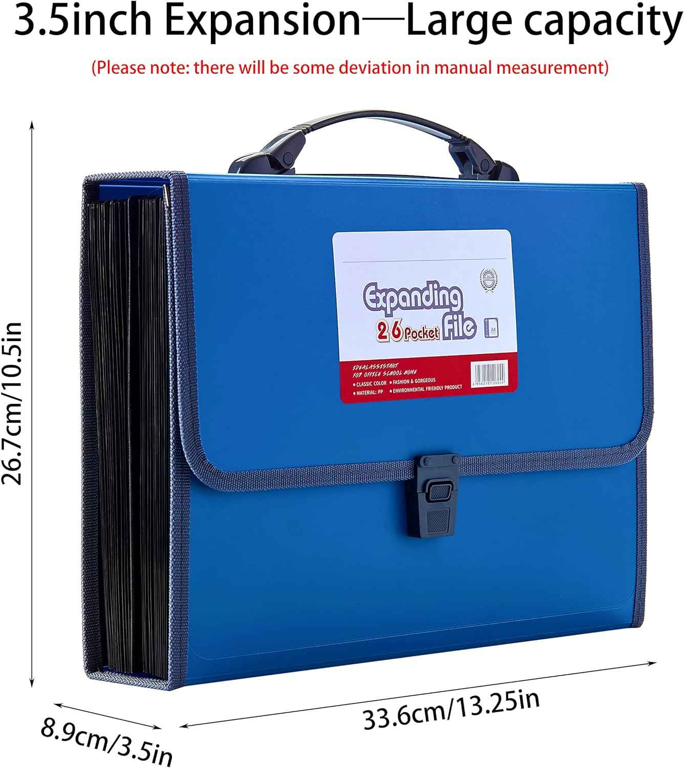 26 Pockets Expanding File Folder with Handle - Letter A4 Paper