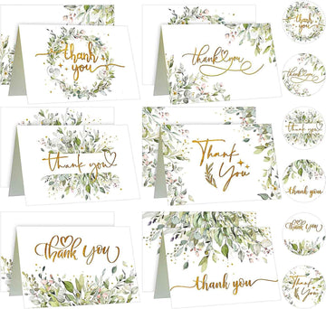 72 Pieces Watercolor Thank You Cards with Envelopes and Stickers Set Fresh Style