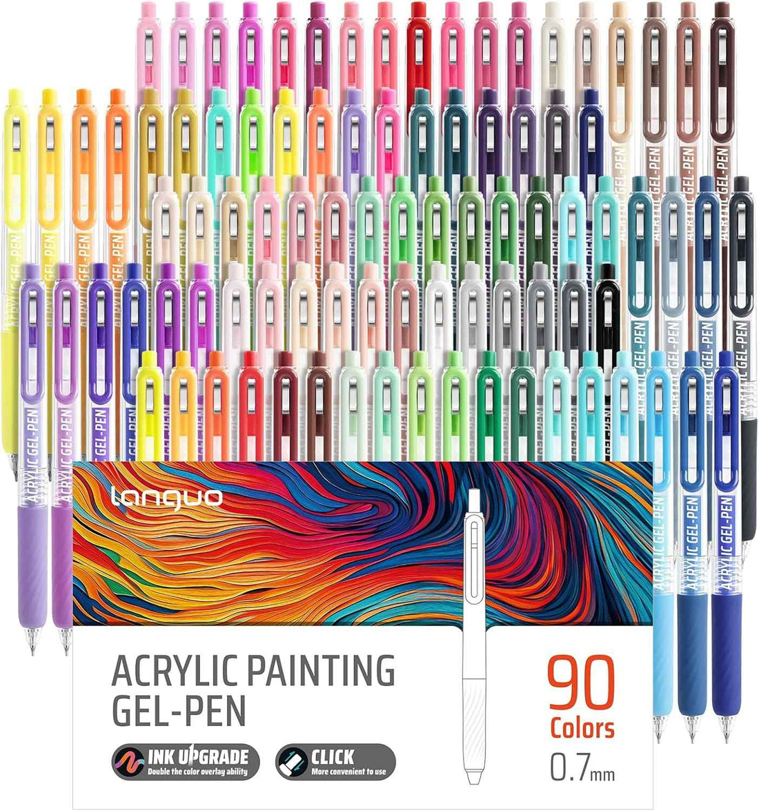 Languo 90 Colors Retractable Colored Pens 0.7mm for Coloring Drawing