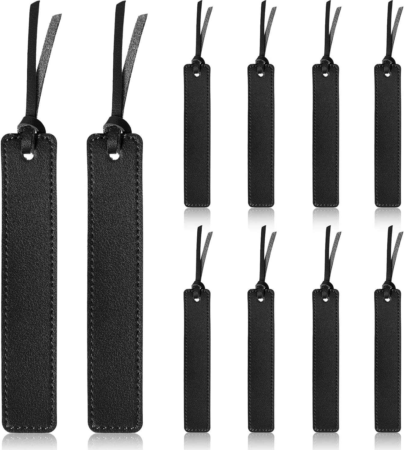 Handmade Genuine Leather Bookmarks 10 Pack Black