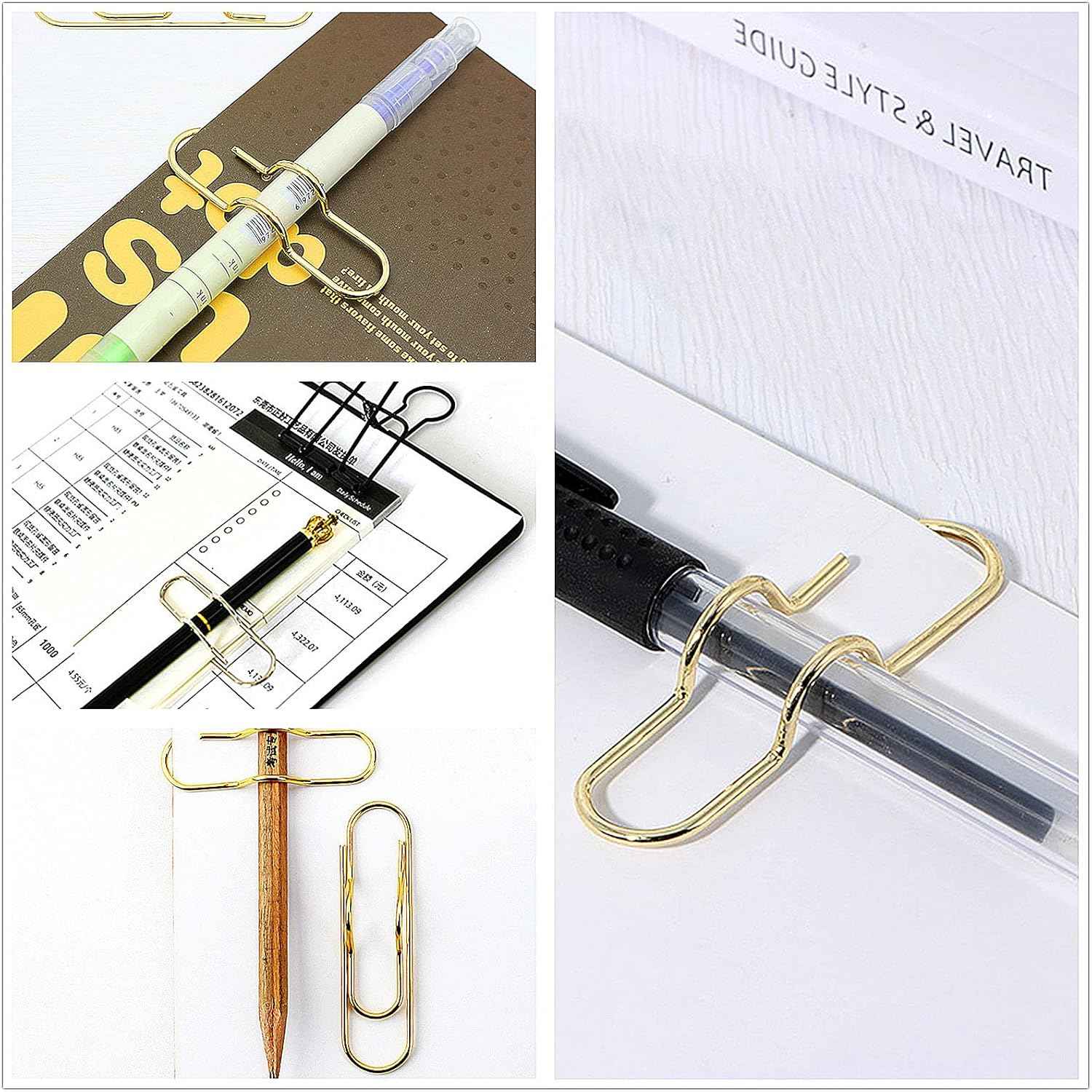 Metal Pen Clips Holder Gold/Silver/Rose Gold - 12 Pack