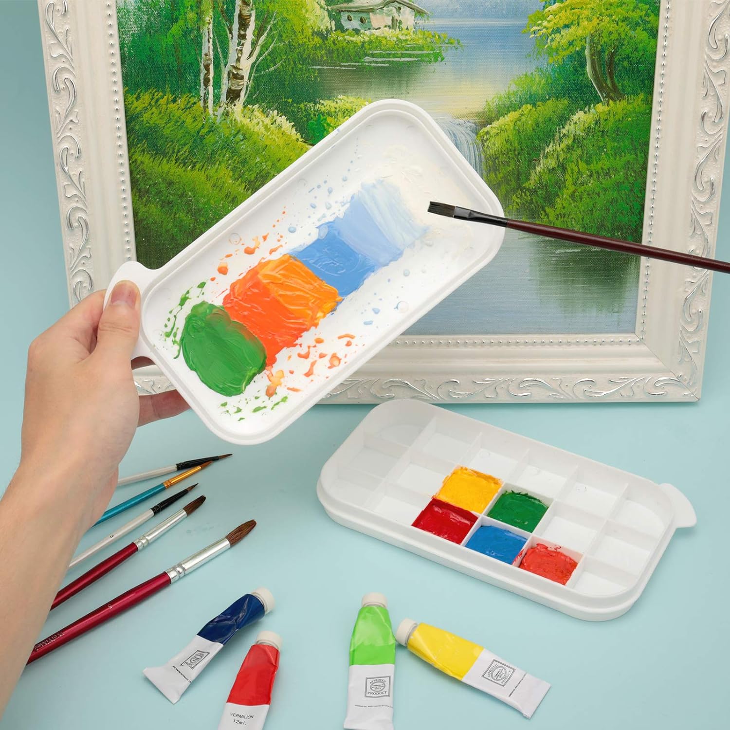 Paint Brush Cleaner Holder and Organizers with Palette