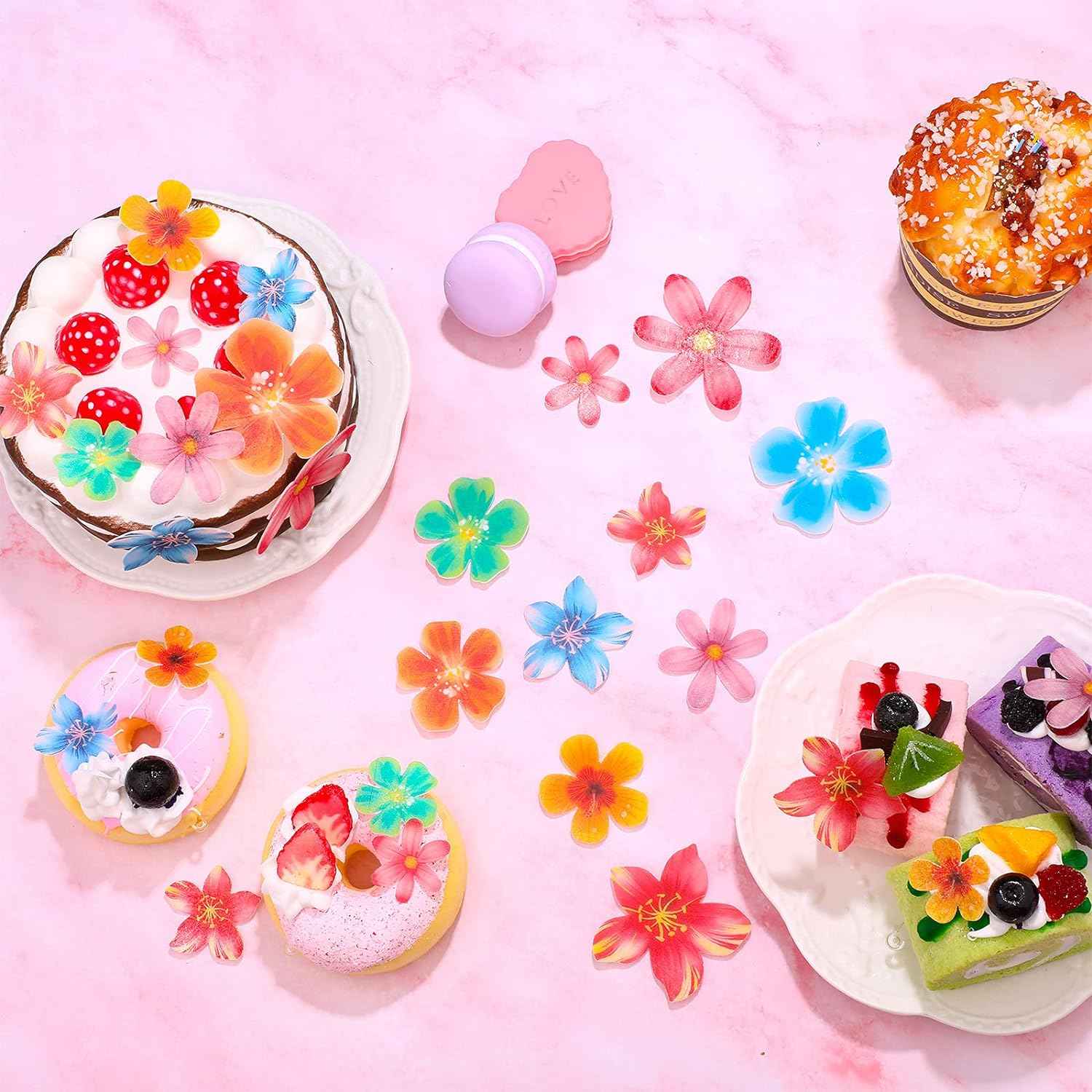 314Pcs Flowers Cupcake Toppers Wedding Cake