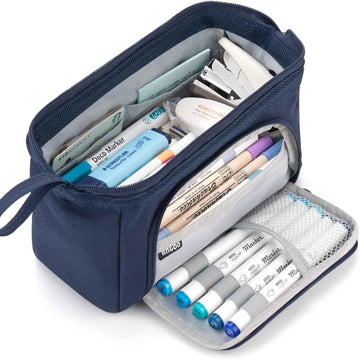 Pencil Case Large Capacity Pencil Pouch Handheld Pen Bag Navy