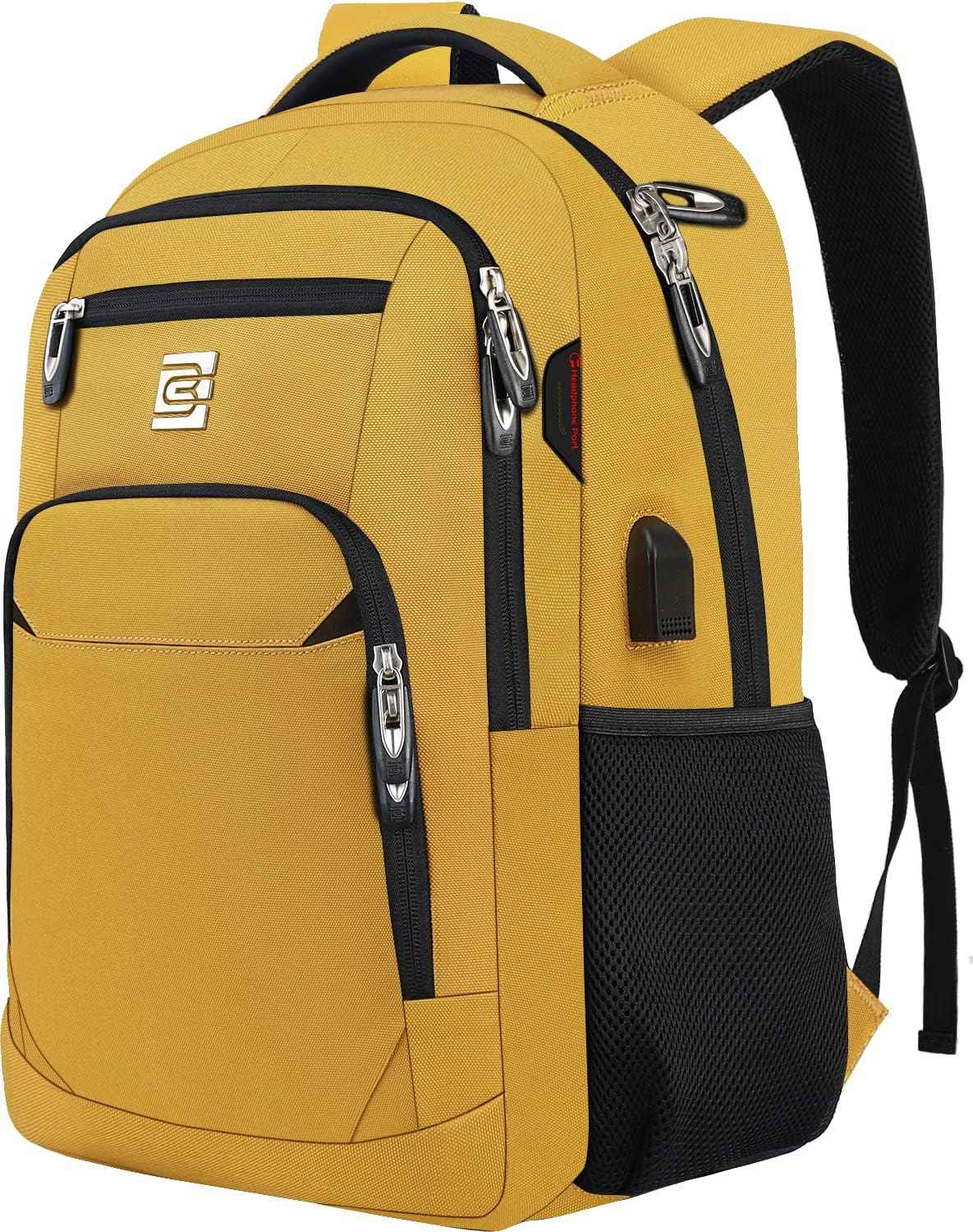 Bruno Cavalli Laptop Backpack with USB Charging Port Fit 15.6 inch Notebook Yellow