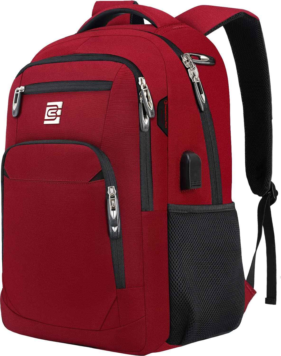 Bruno Cavalli Laptop Backpack with USB Charging Port Fit 15.6 inch Notebook Red
