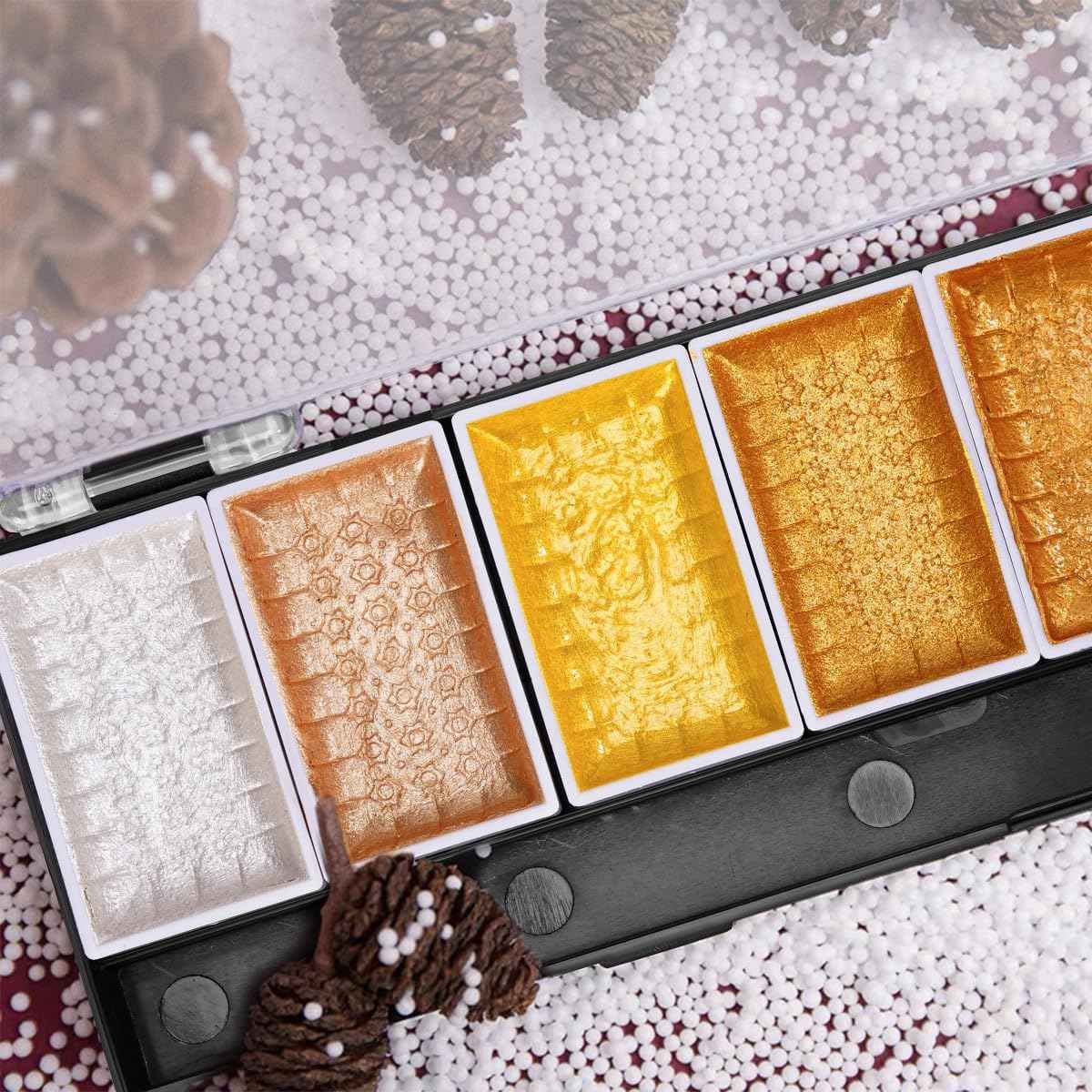 Superior Metallic Waterolor Paints,8 Shimmery Gold Colors