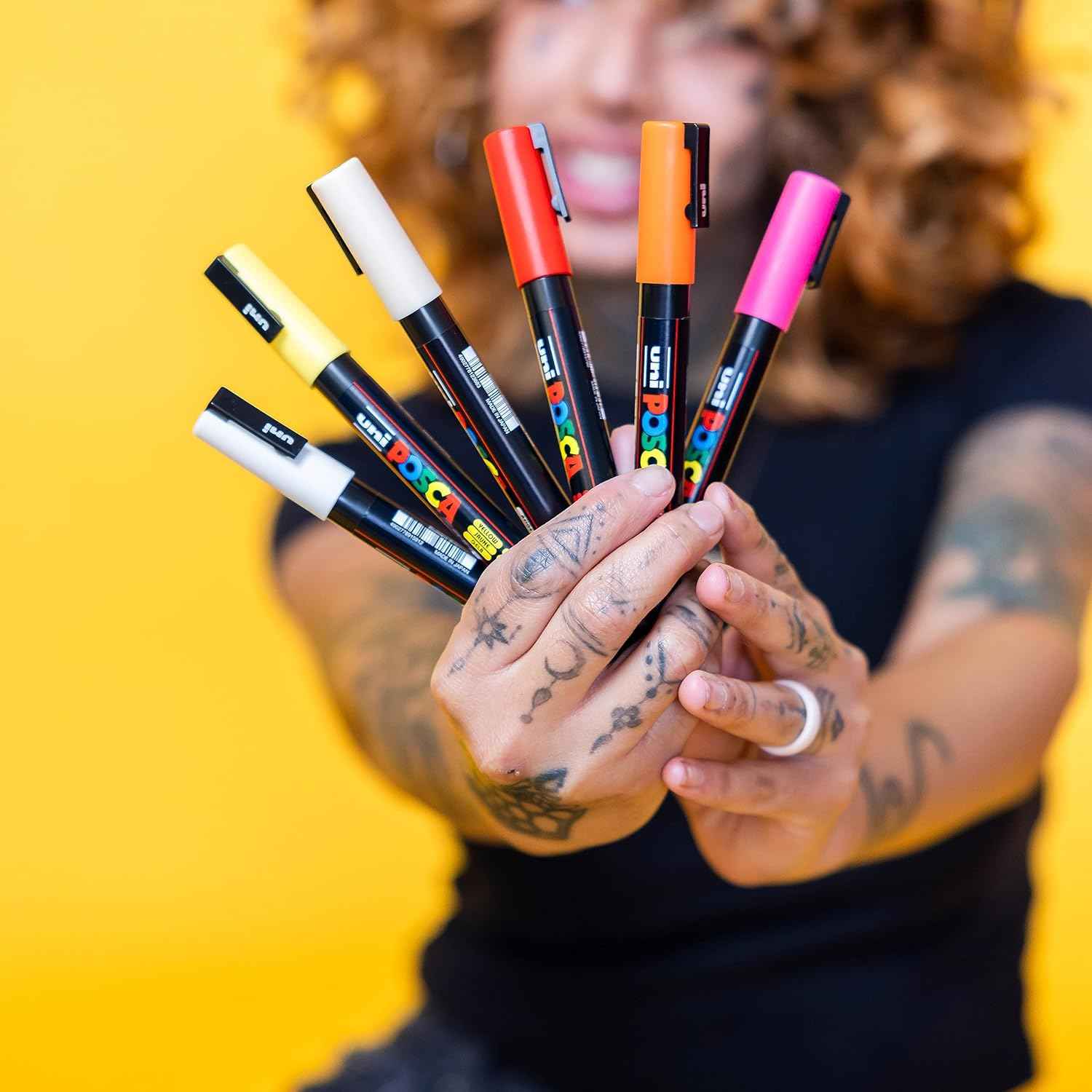 Uni Posca Paint Marker PC-8K,Broad Chisel Tips,15 Colors