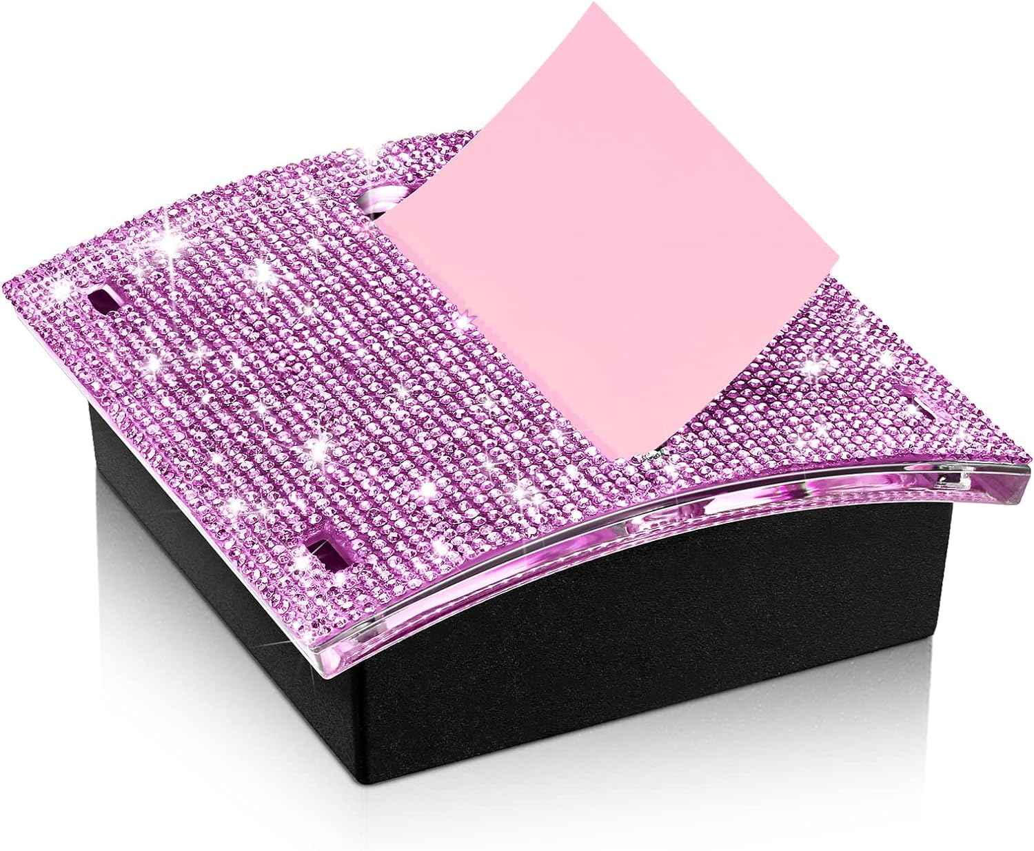 Rhinestone Self Stick Notepad Holders 4x4 Inches Memo Note Dispenser Purple