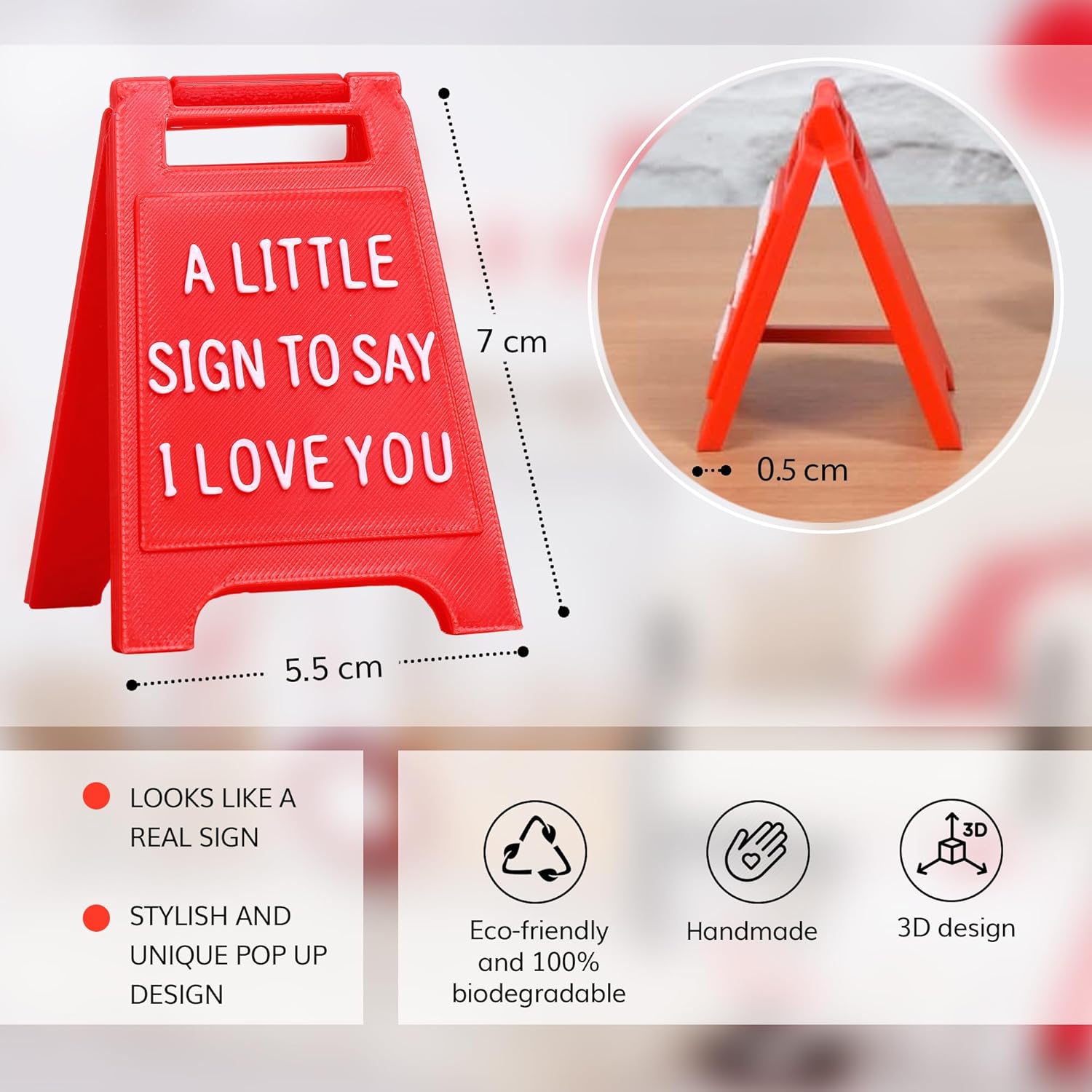 Mini Sign Valentine's Decoration Anniversary Present Love You 2 Pack