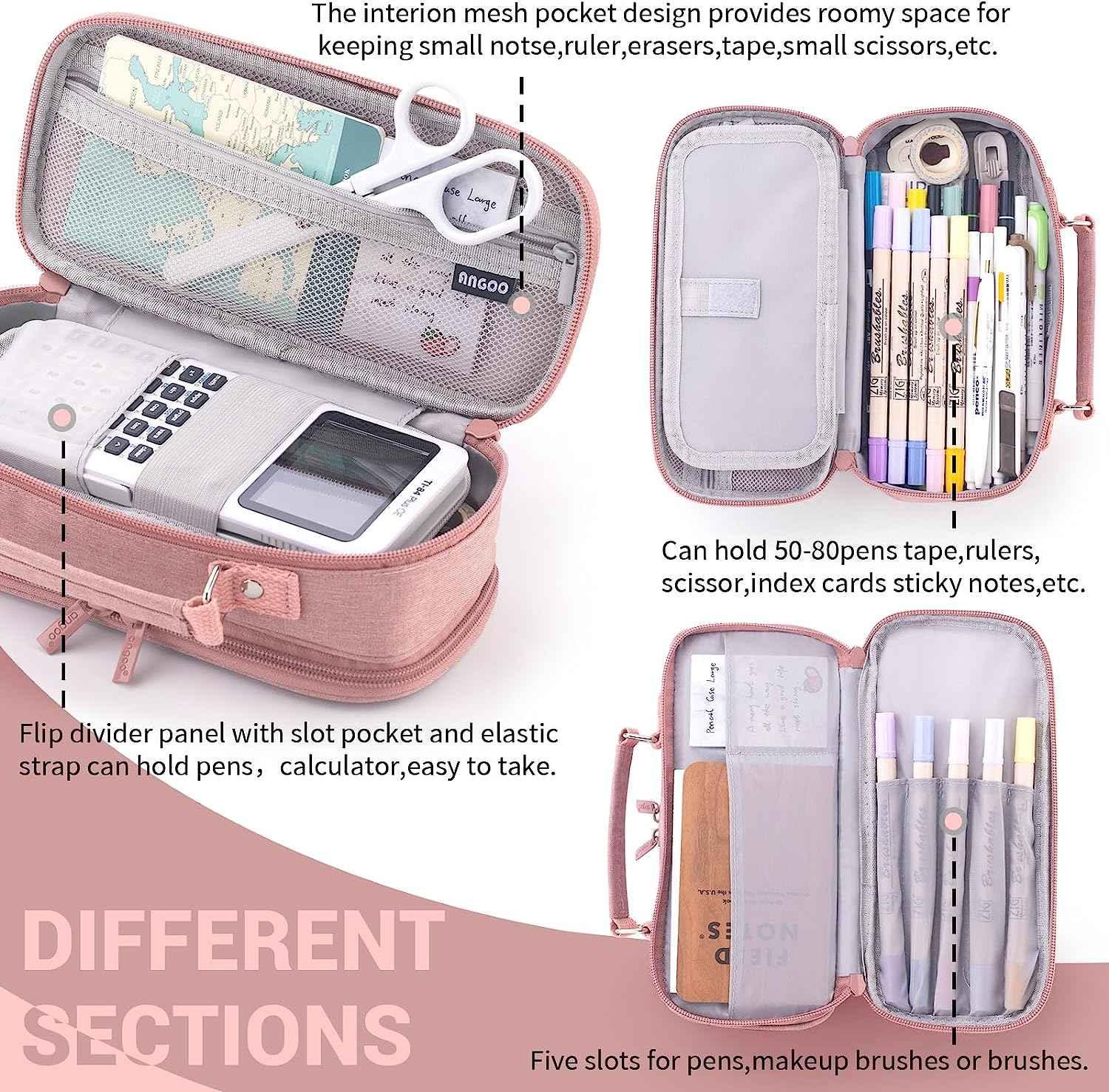 Large capacity pencil case Pencil Pouch Double Zipper Storage Bag