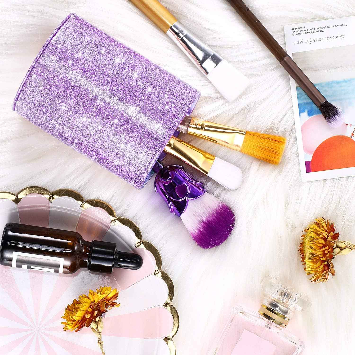 PU Glitter Pen Holder Shiny for Women Girls,Luxury Makeup Brush Holder
