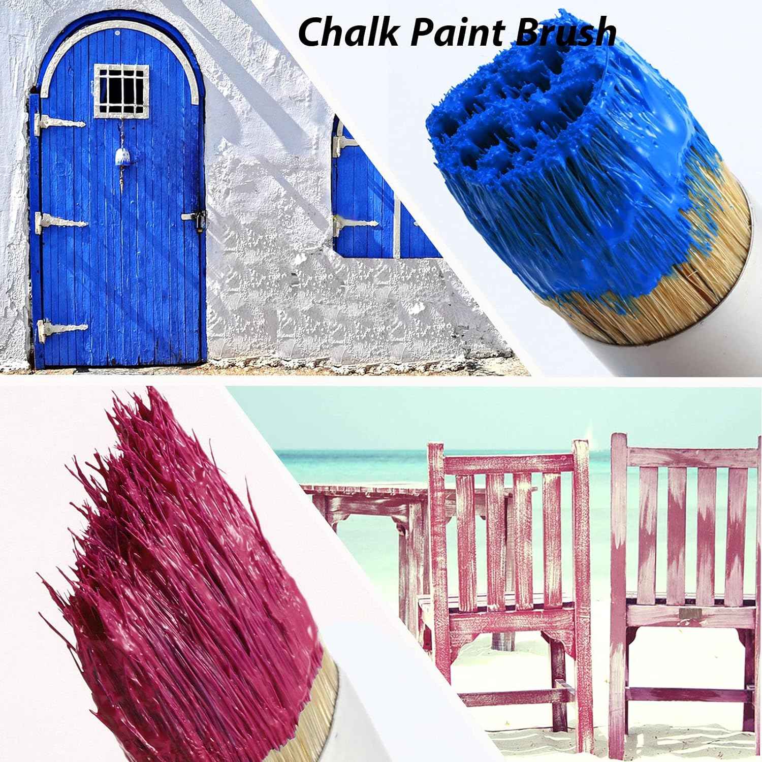 3 Pieces Chalk and Wax Paint Brushes for Acrylic Painting Wood Furniture