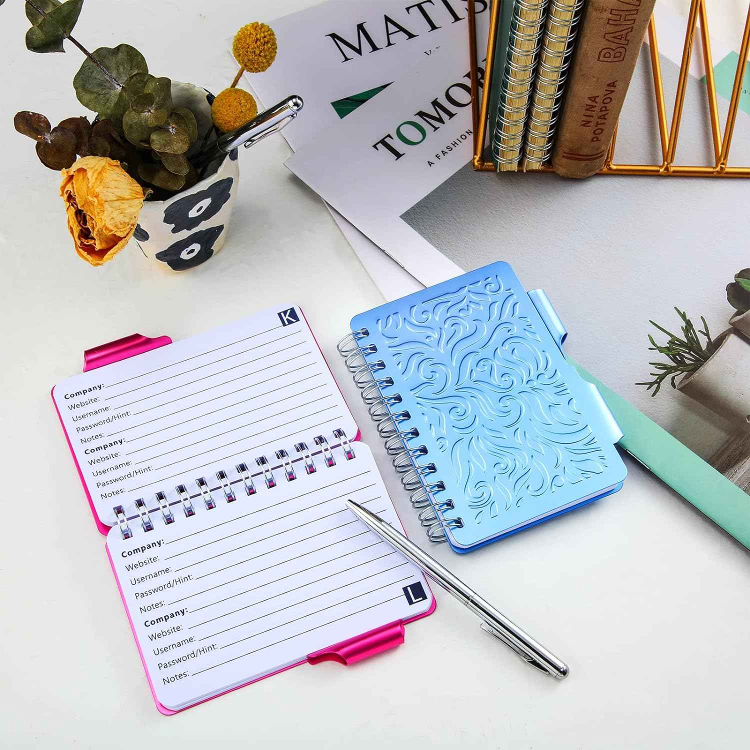 2Pcs Protable Notebook Elegant Mandala Password Book Keeper with Pen