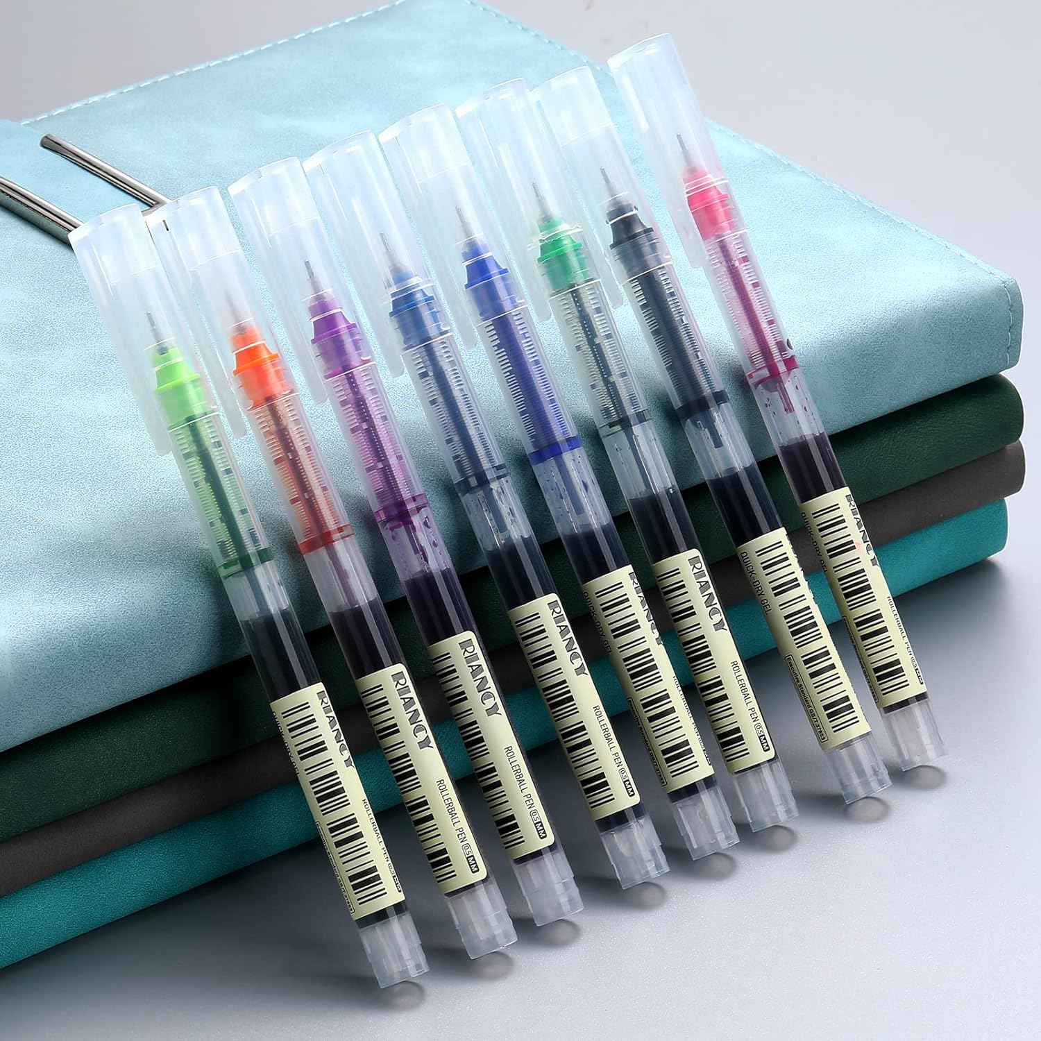 12 Color Quick Drying Liquid Ink Rollerball Pens 0.5mm Fine Point