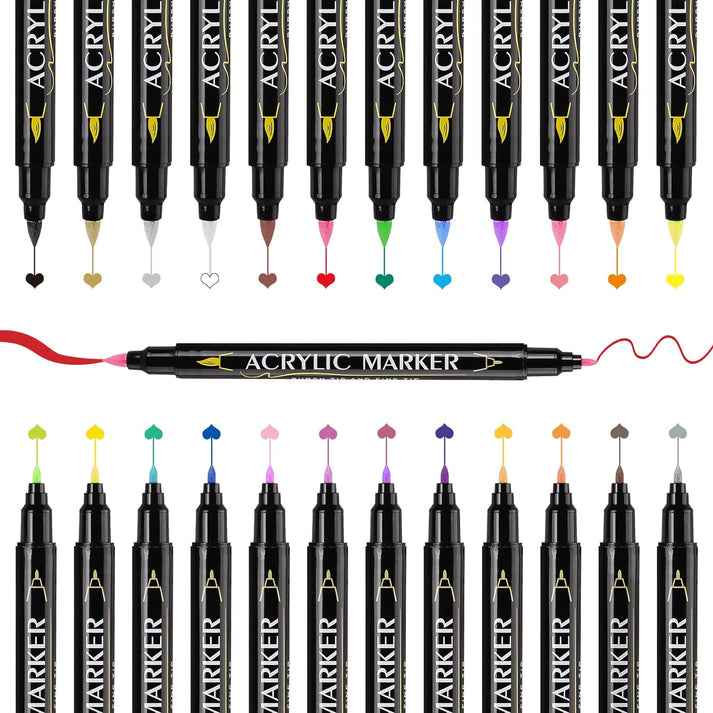 Guangna 60 Colors Dual Brush Tip Acrylic Paint Markers