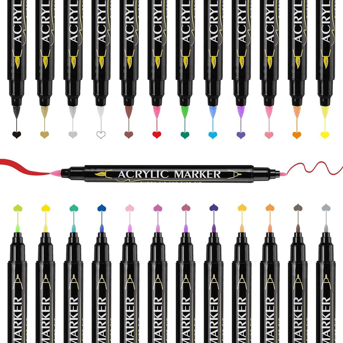 Guangna 36 Colors Dual Brush Tip Acrylic Paint Markers