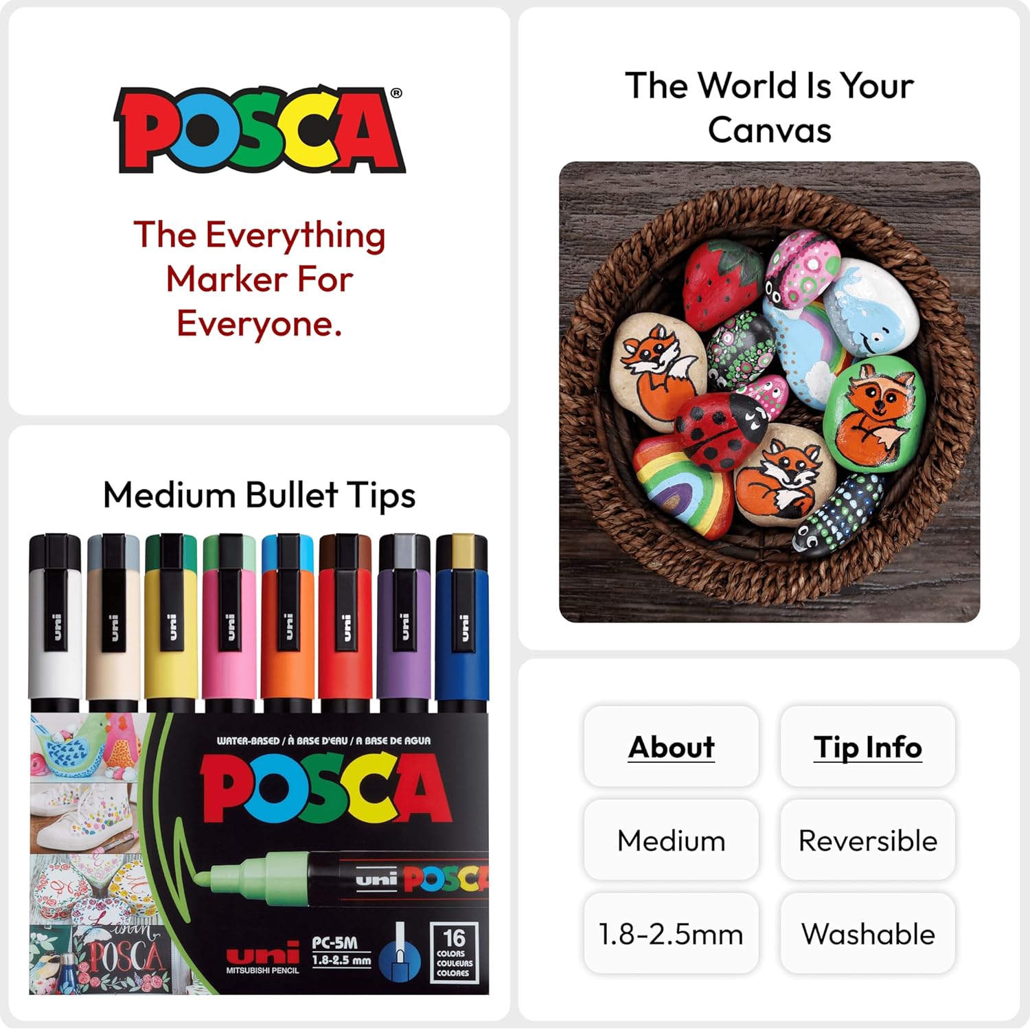 Uni Posca Paint Marker PC-5M - Medium Point - 16 Color Set