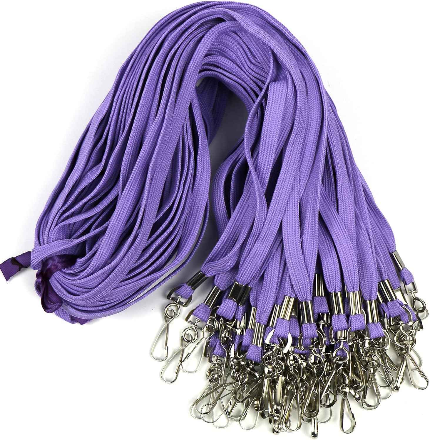 100Pcs Nylon Bulk Lanyard for Id Badges Purple