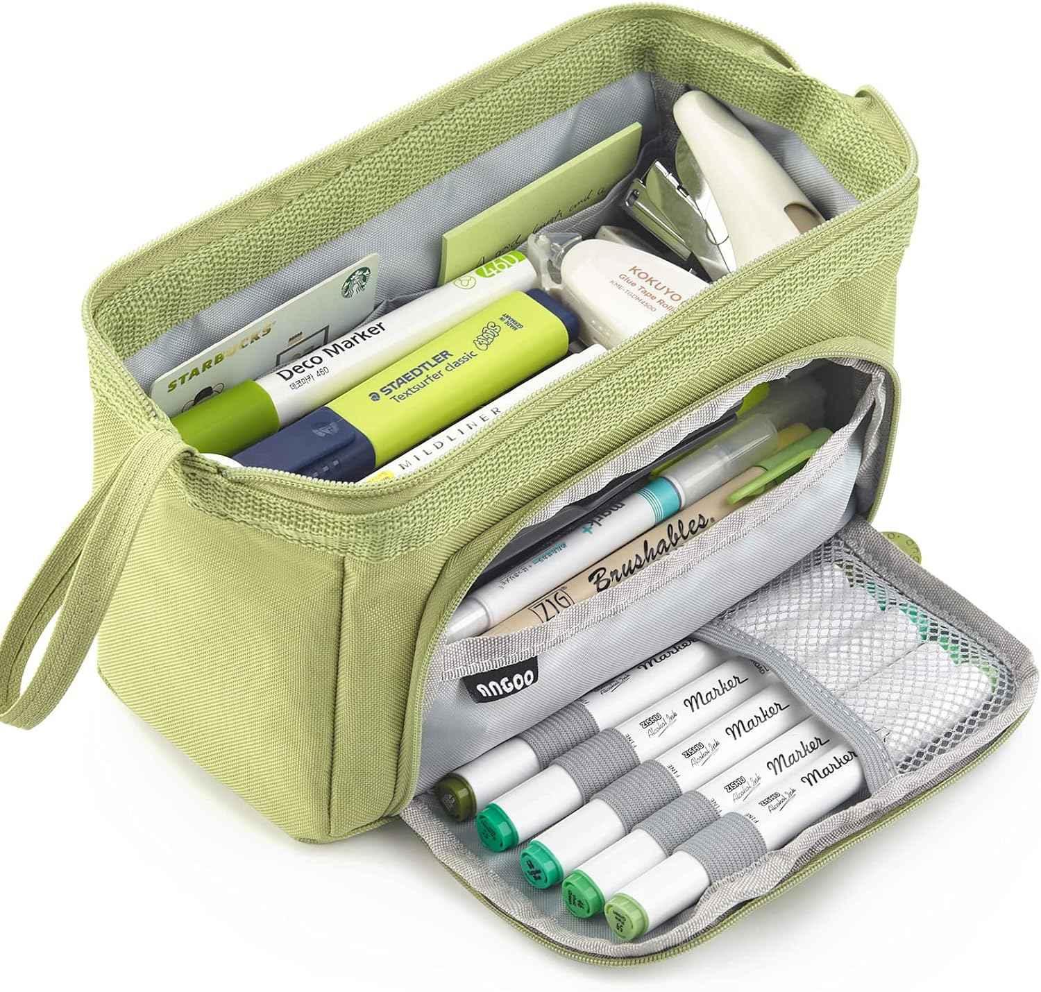 Pencil Case Large Capacity Pencil Pouch Handheld Pen Bag Green