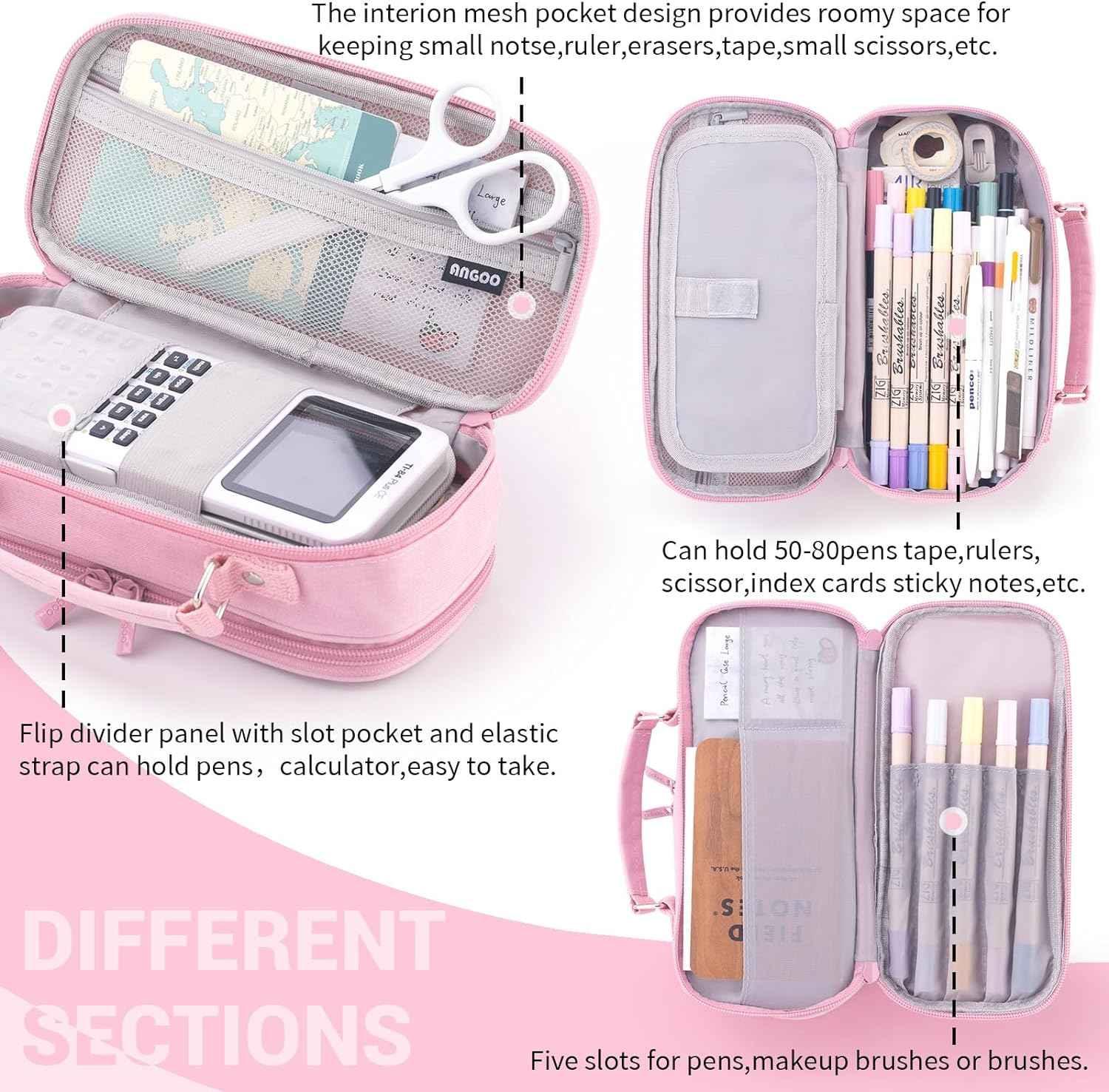 Large capacity pencil case Pencil Pouch Double Zipper Storage Bag