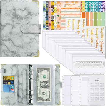 A6 Budget Binder with 12pcs Zipper Cash Envelopes Money Organizer Gray