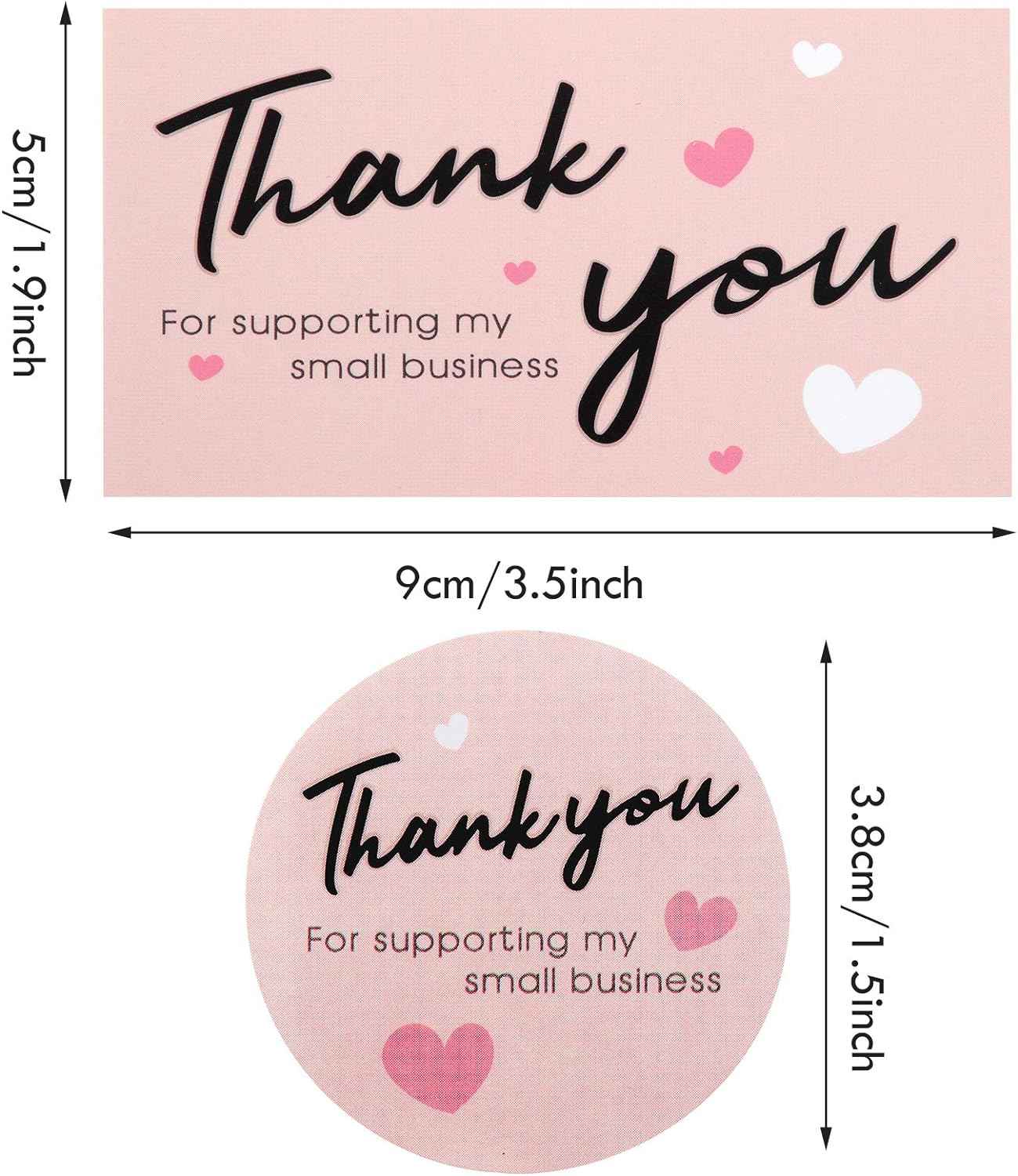100 Pieces Thank You for Supporting My Small Business Card and 500 Pieces Stickers
