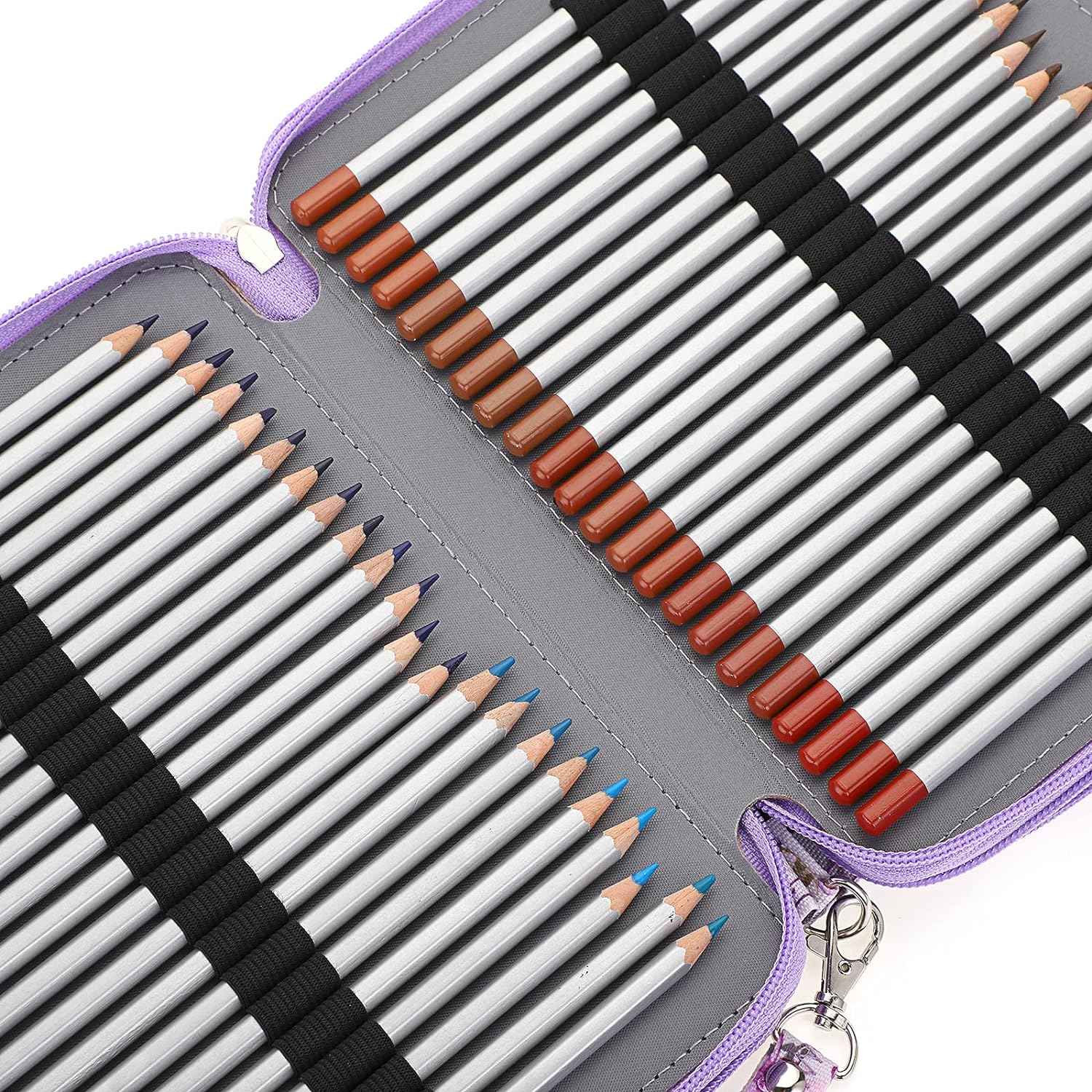 120 Slots Colored Pencil Case Purple Flower